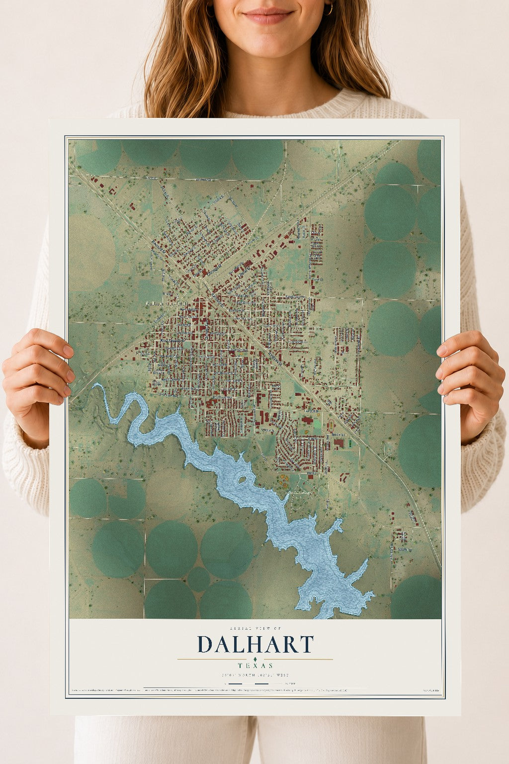 Map of Dalhart, Texas, 18 x 24 inch unframed archival matte print