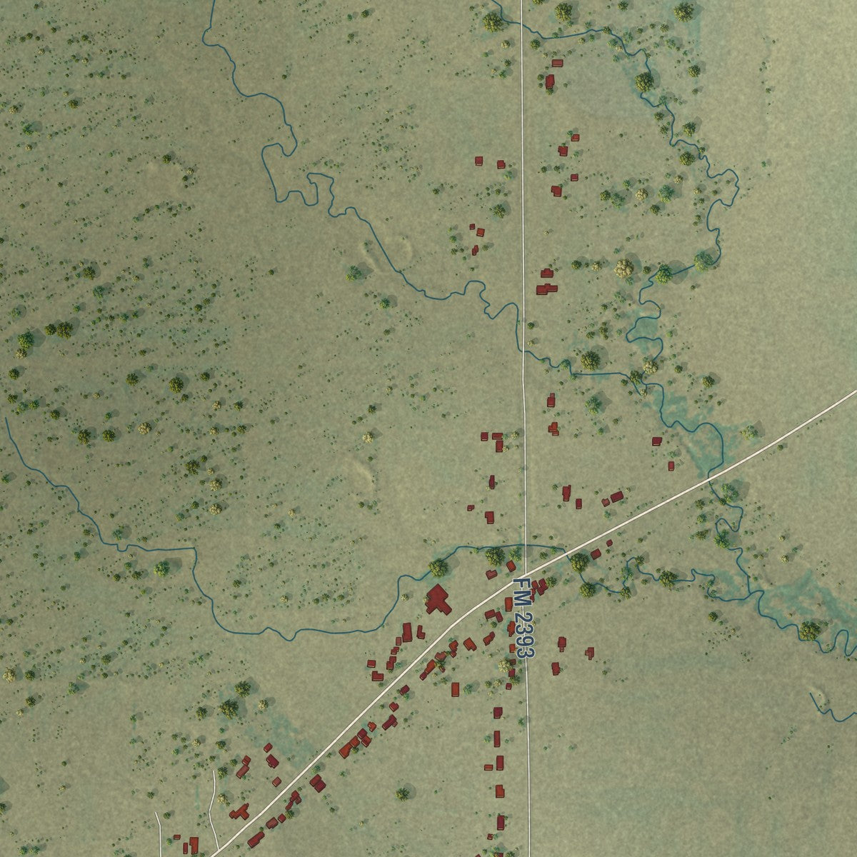 Second close-up of the map of Dean, Texas print showing more streets and buildings