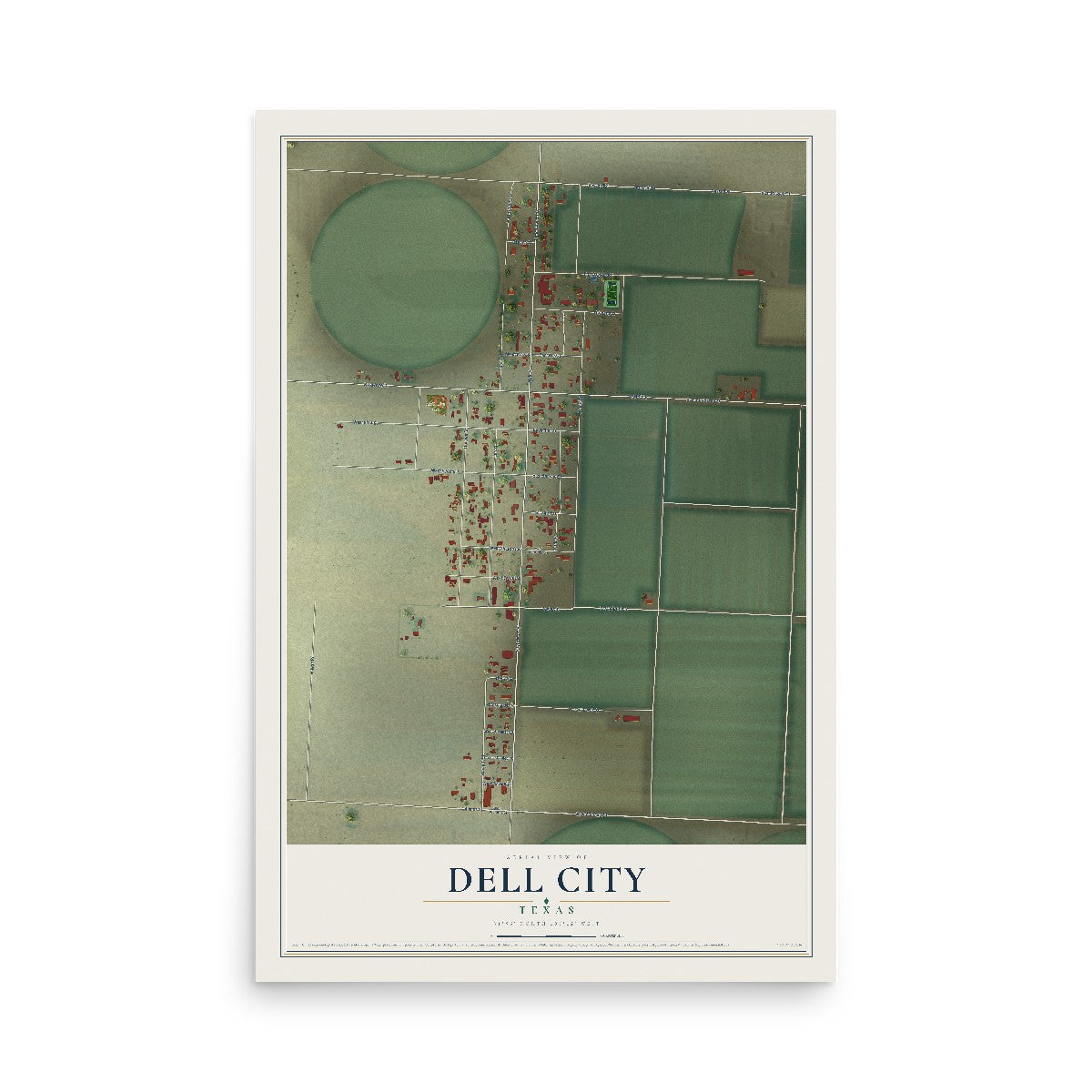 Map of Dell City, Texas, 12 x 18 inch unframed archival matte print