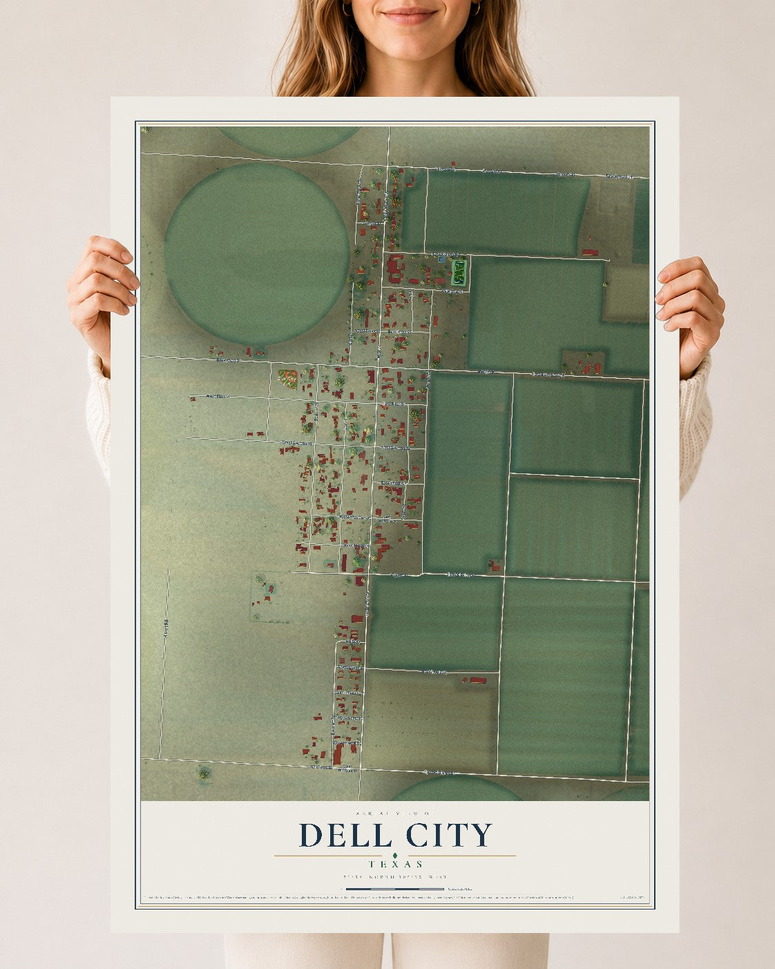 Map of Dell City, Texas, 24 x 36 inch unframed archival matte print