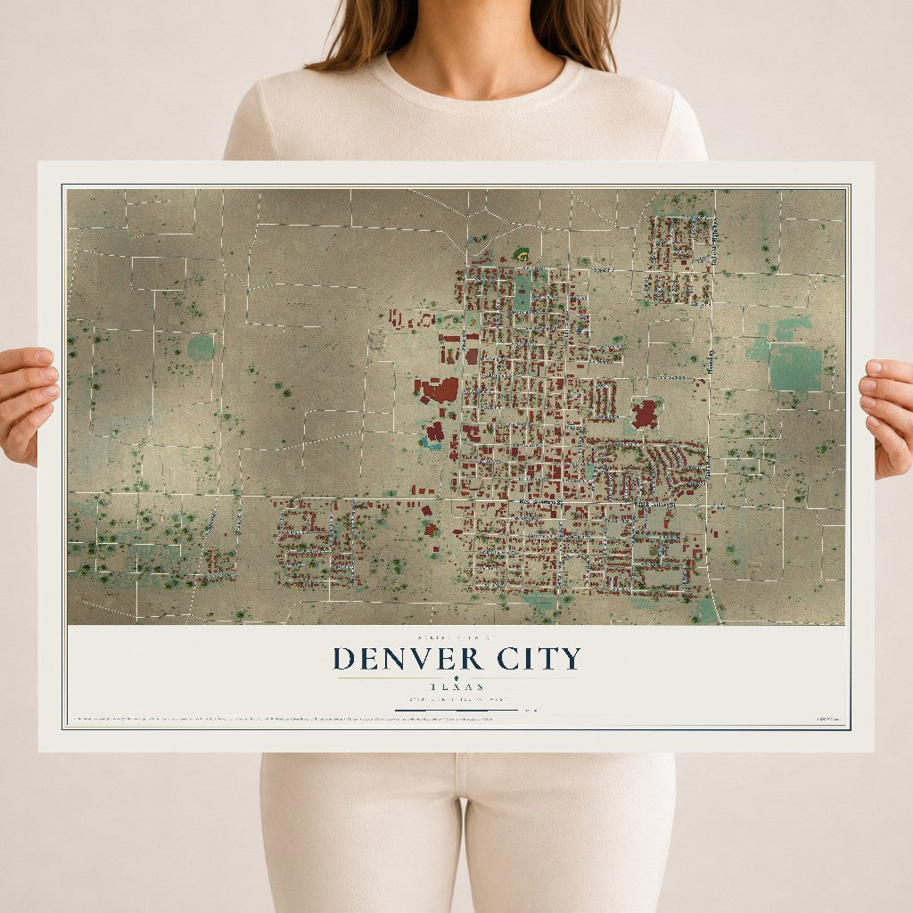 Map of Denver City, Texas, 18 x 24 inch unframed archival matte print