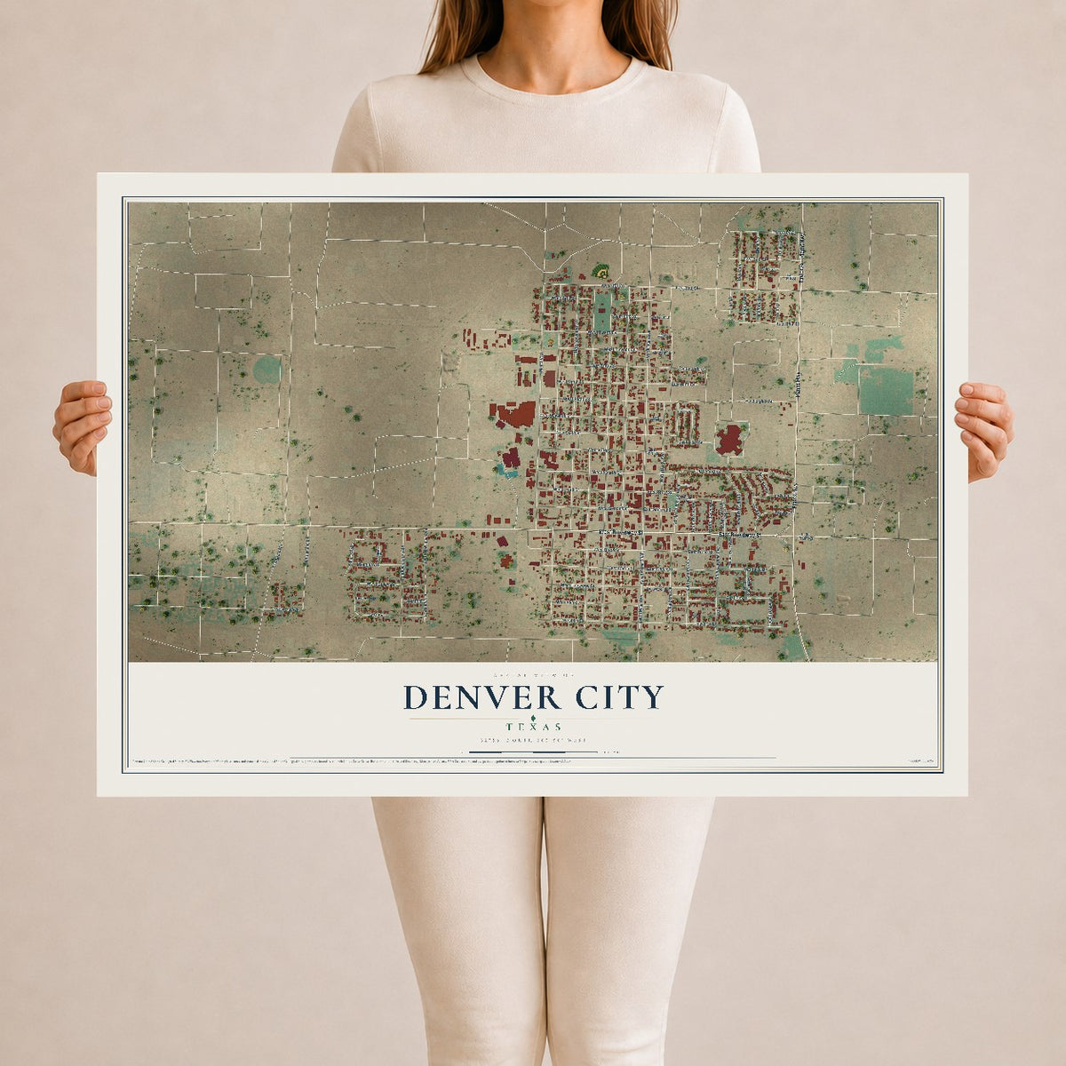 Map of Denver City, Texas, 24 x 36 inch unframed archival matte print