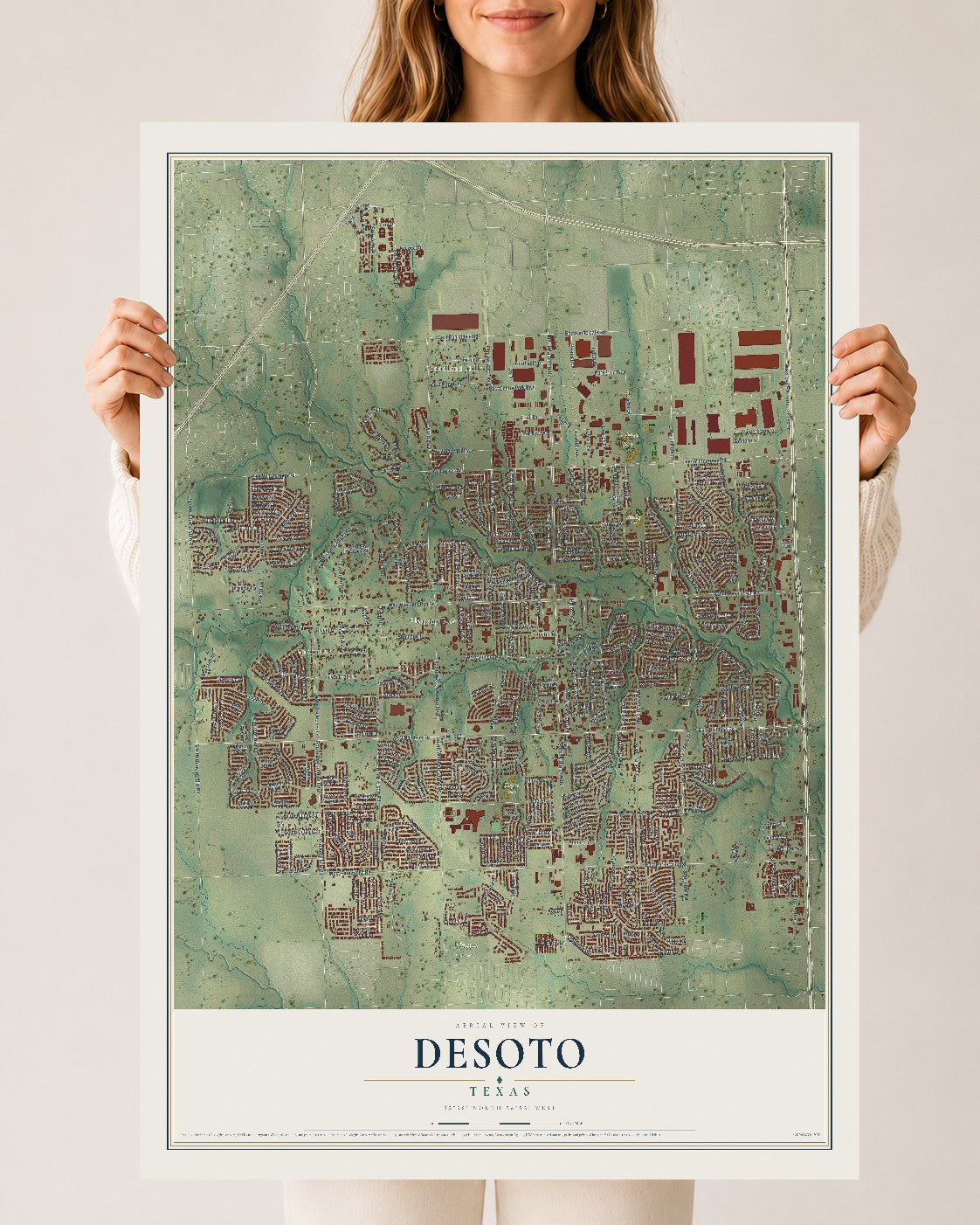 Map of DeSoto, Texas, 24 x 36 inch unframed archival matte print