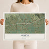 Map of Dickens, Texas, 12 x 18 inch unframed archival matte print