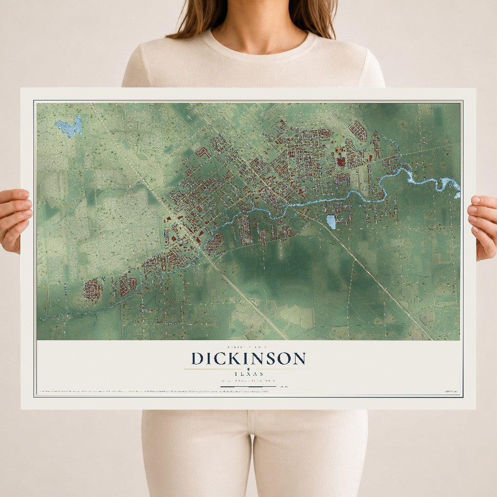 Map of Dickinson, Texas, 18 x 24 inch unframed archival matte print