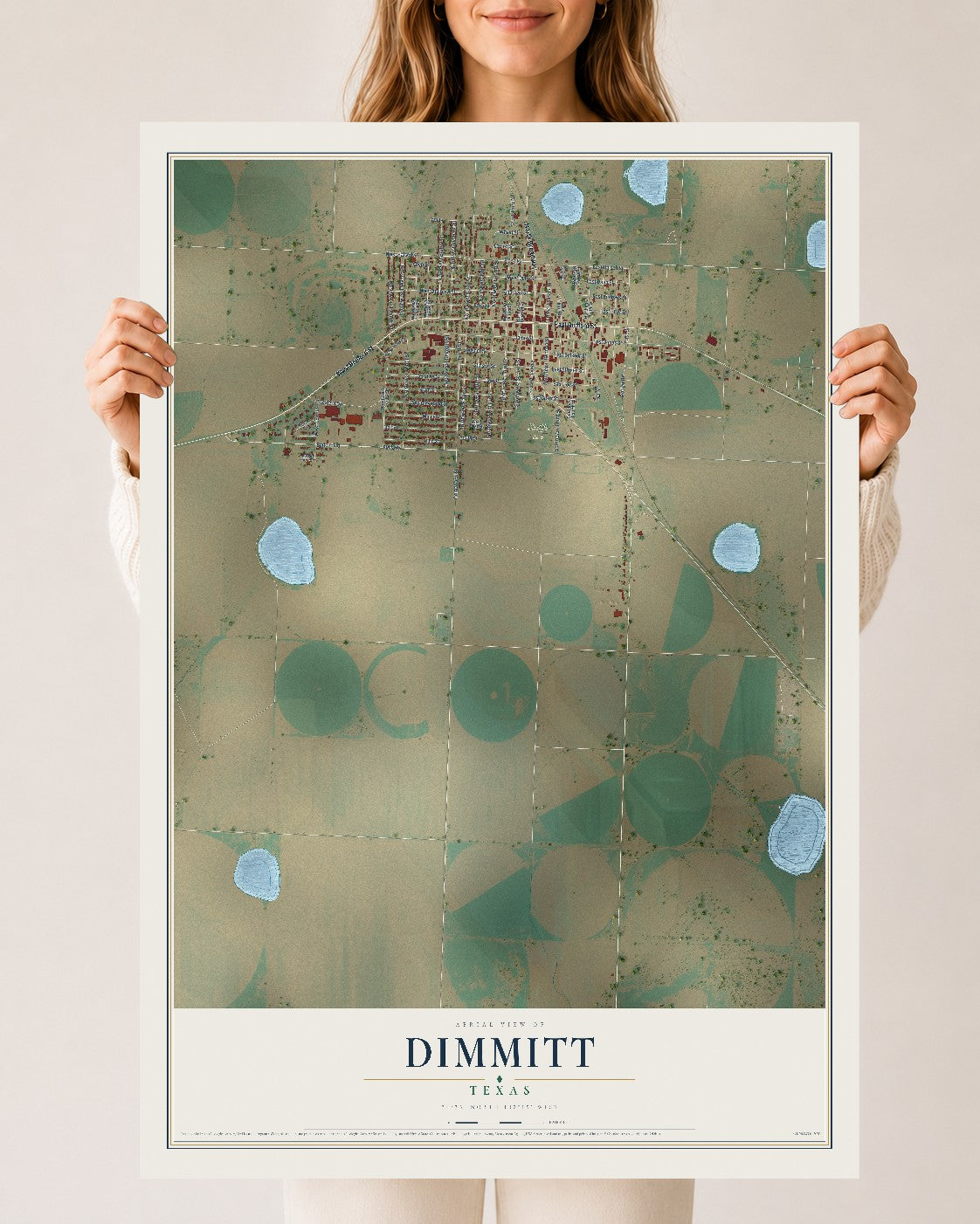 Map of Dimmitt, Texas, 24 x 36 inch unframed archival matte print