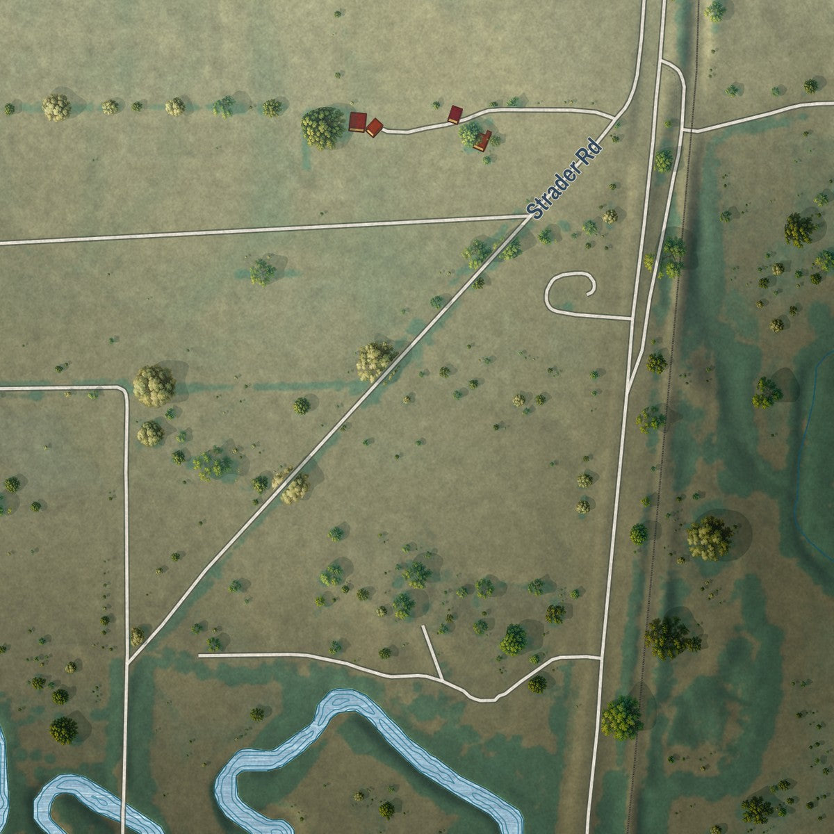 Second close-up of the map of DISH, Texas print showing more streets and buildings
