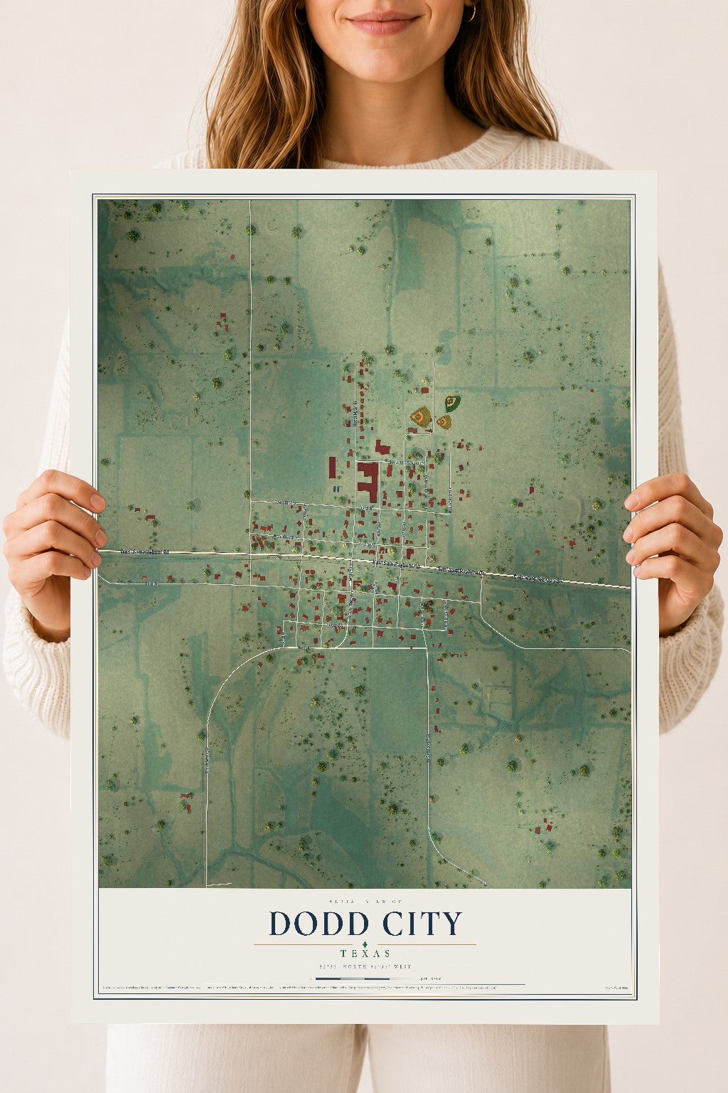 Map of Dodd City, Texas, 18 x 24 inch unframed archival matte print
