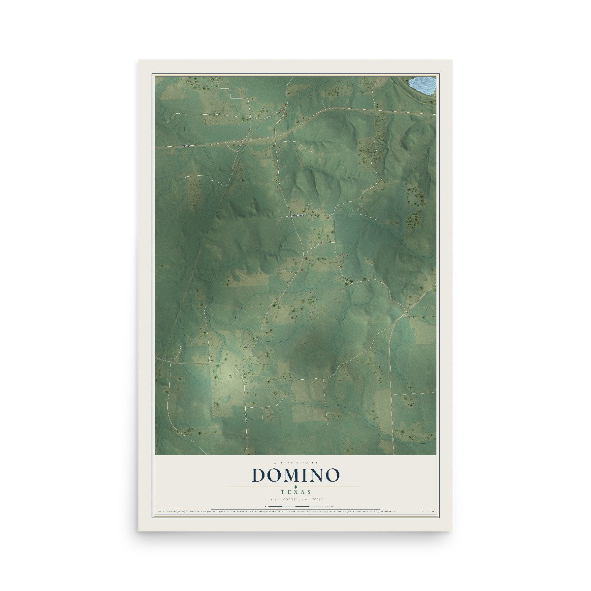 Map of Domino, Texas, 12 x 18 inch unframed archival matte print