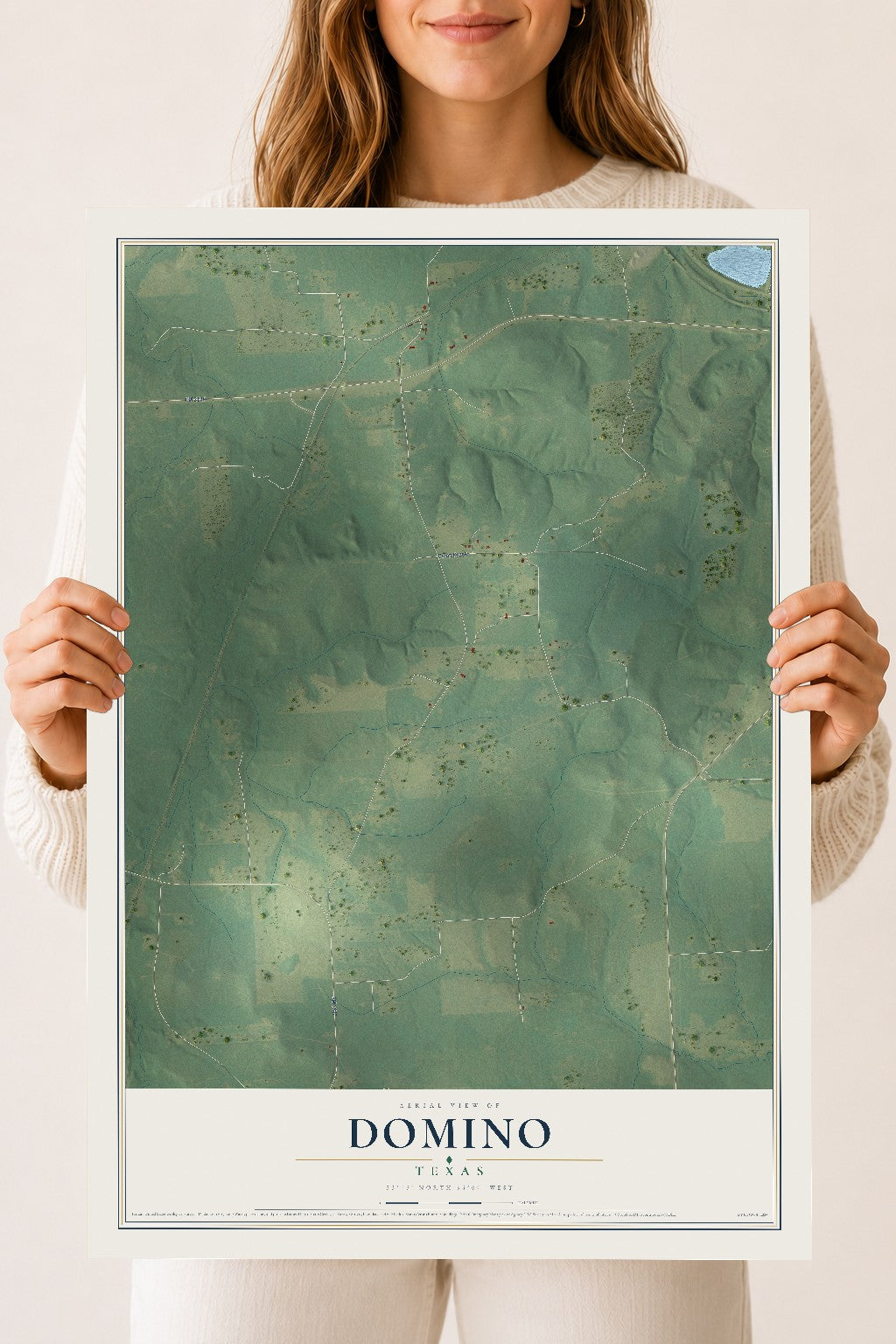 Map of Domino, Texas, 18 x 24 inch unframed archival matte print