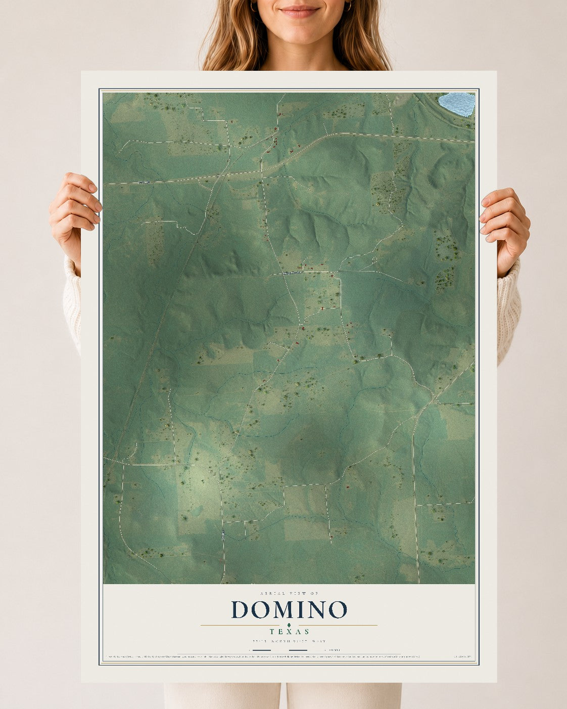 Map of Domino, Texas, 24 x 36 inch unframed archival matte print