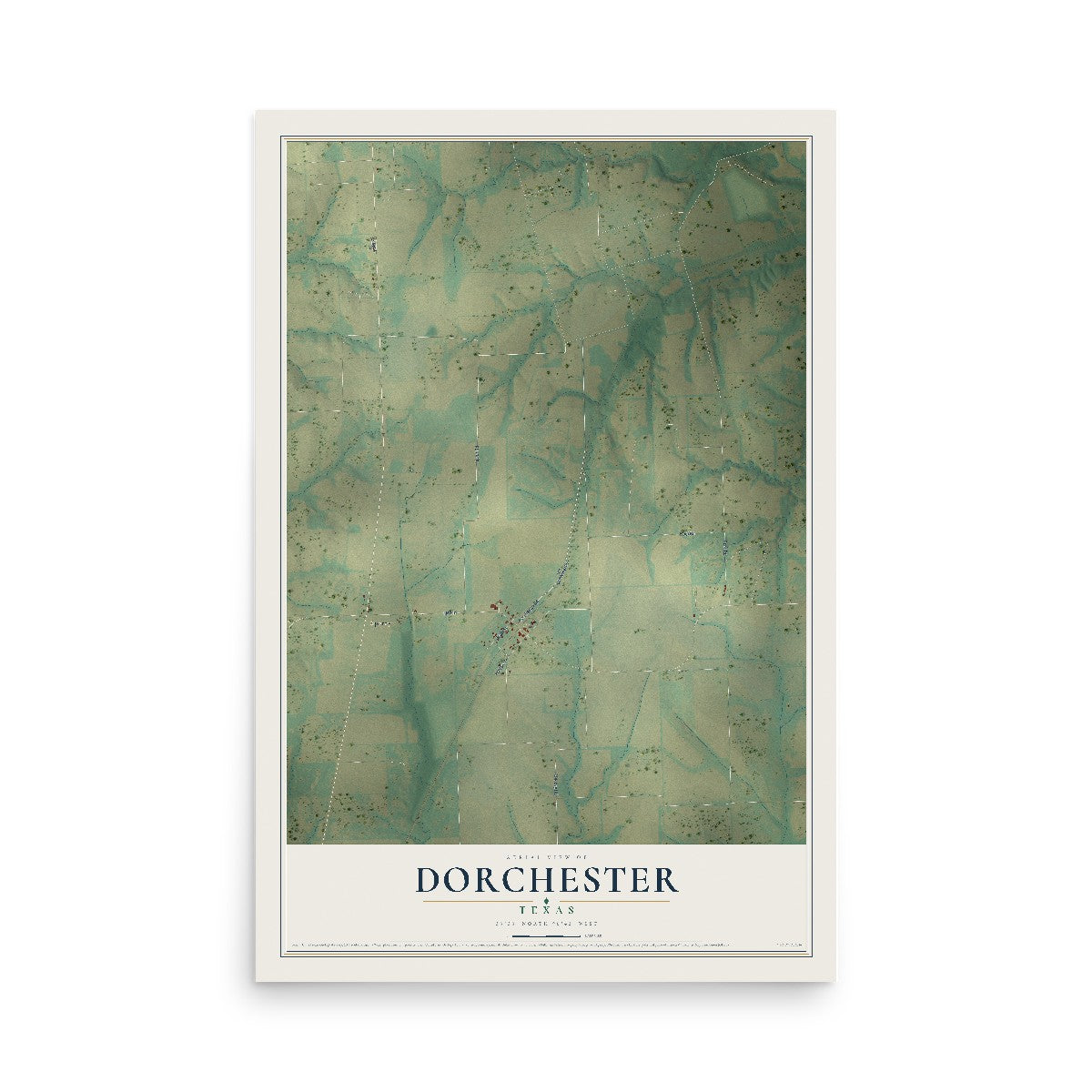 Map of Dorchester, Texas, 12 x 18 inch unframed archival matte print
