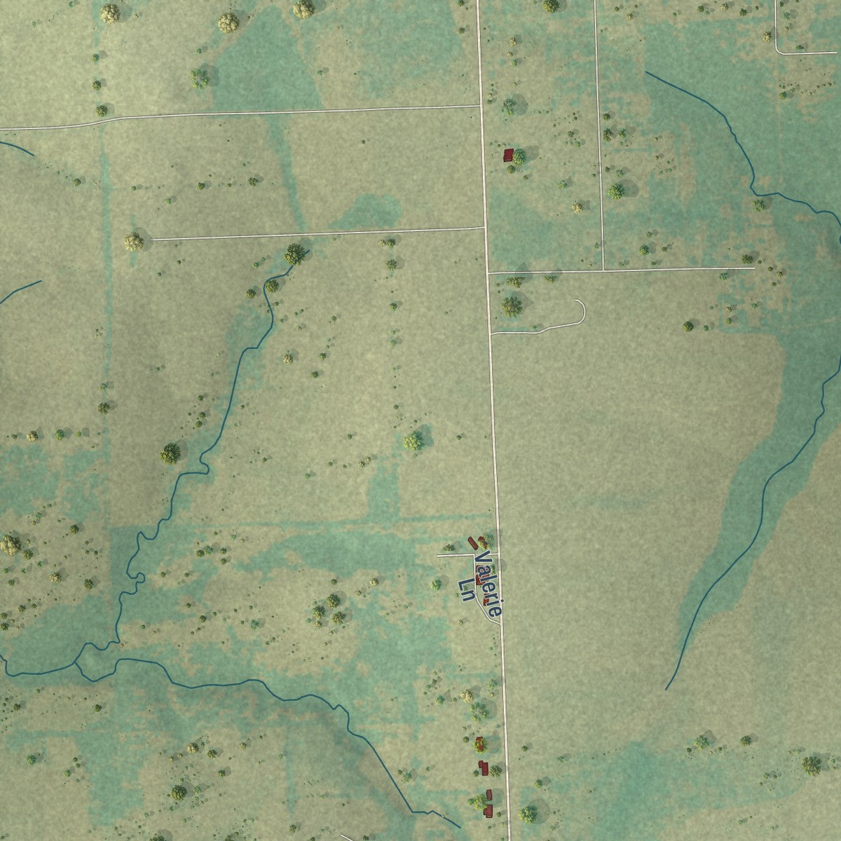 Close-up of the map of Dorchester, Texas print showing street and building detail