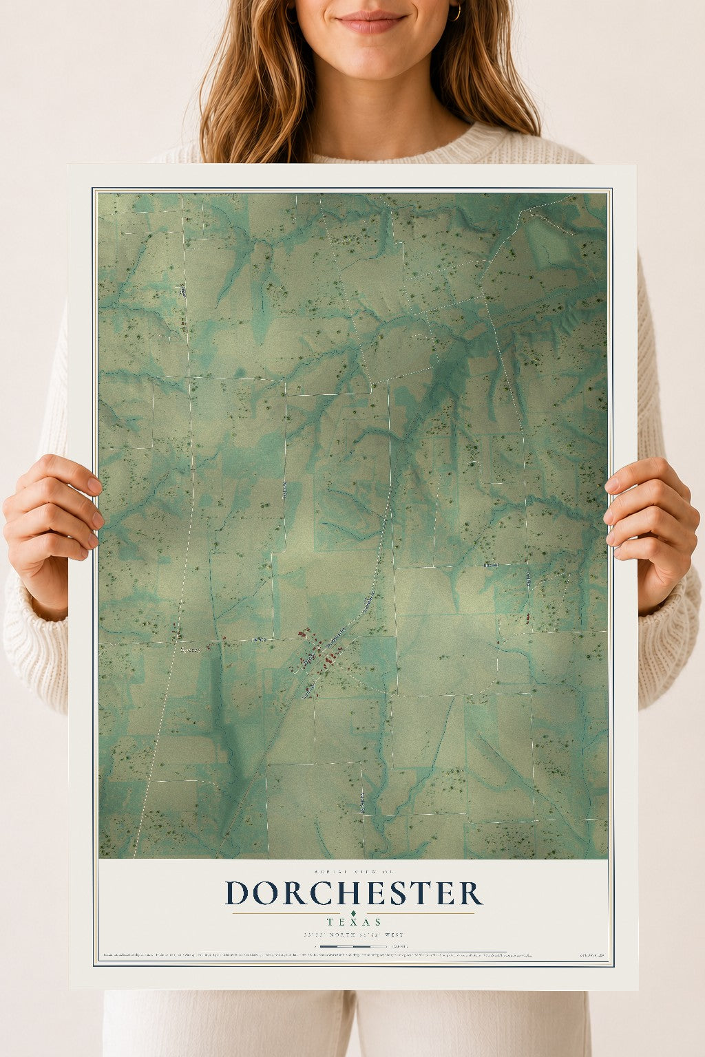 Map of Dorchester, Texas, 18 x 24 inch unframed archival matte print