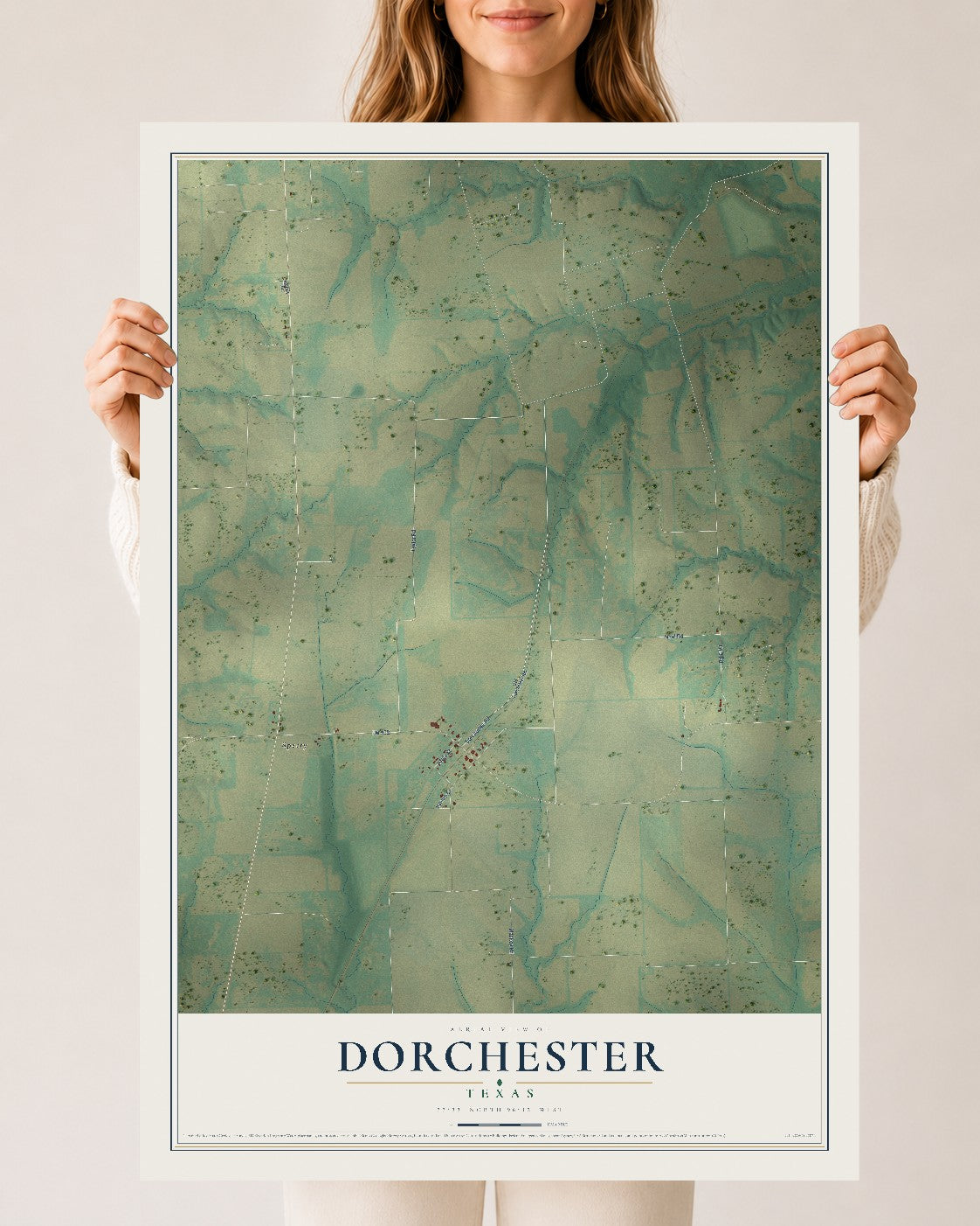 Map of Dorchester, Texas, 24 x 36 inch unframed archival matte print