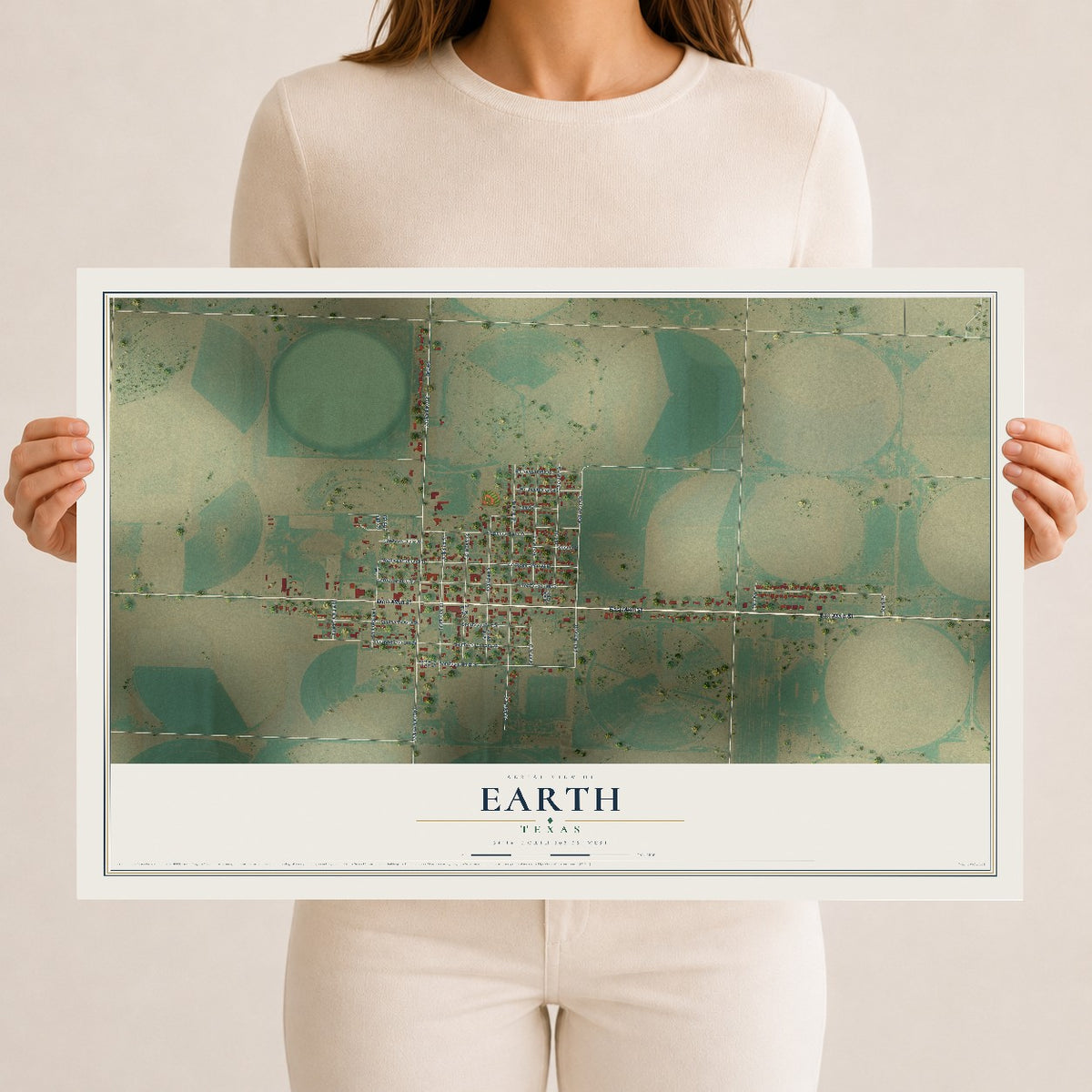Map of Earth, Texas, 12 x 18 inch unframed archival matte print