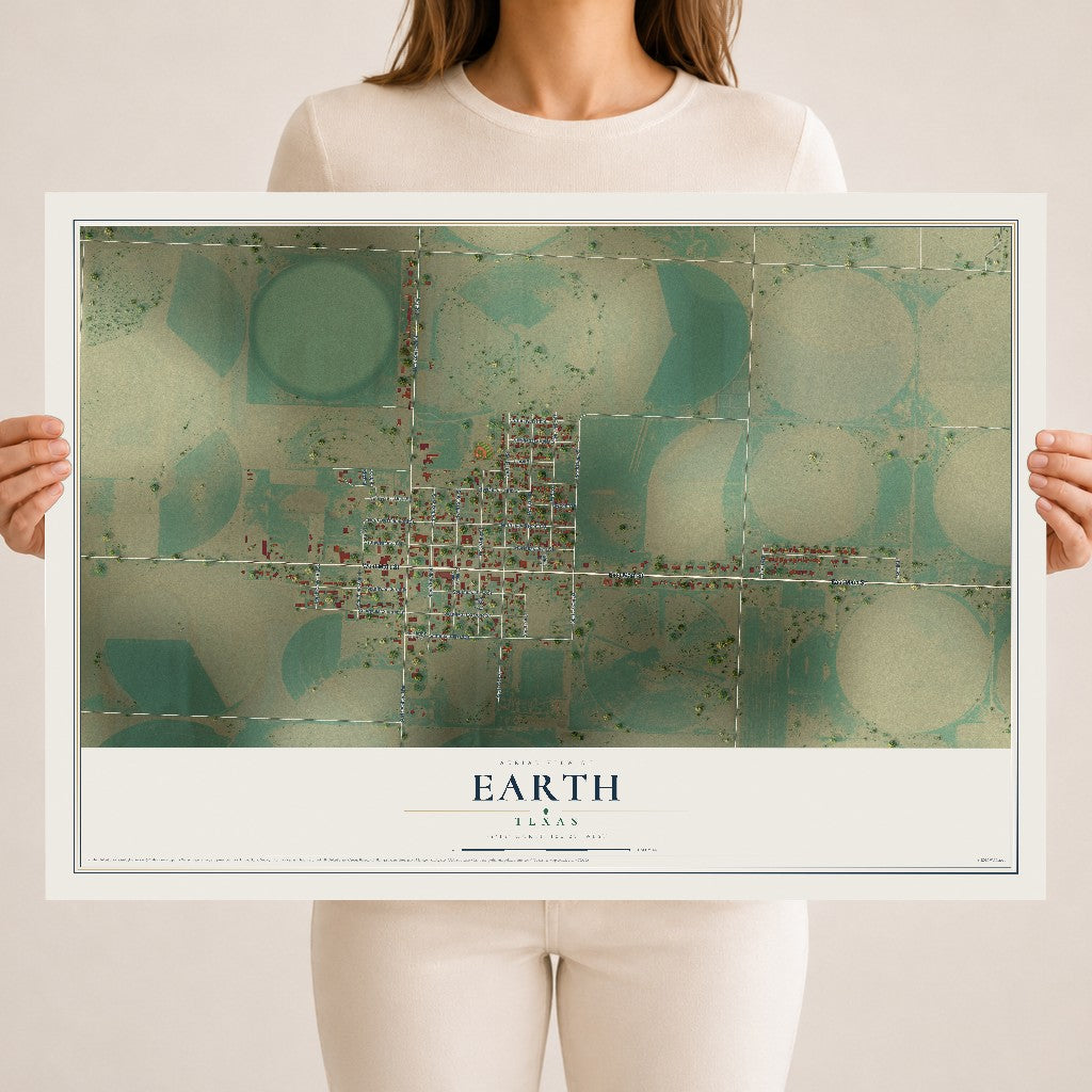 Map of Earth, Texas, 18 x 24 inch unframed archival matte print