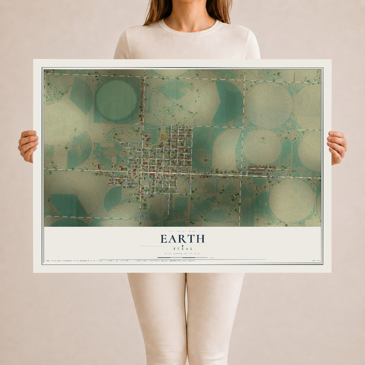 Map of Earth, Texas, 24 x 36 inch unframed archival matte print