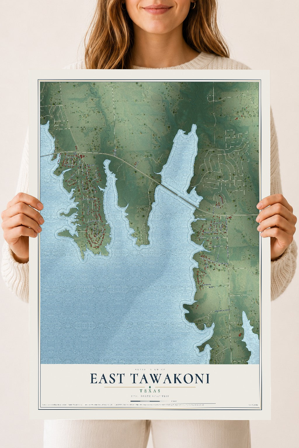 Map of East Tawakoni, Texas, 18 x 24 inch unframed archival matte print