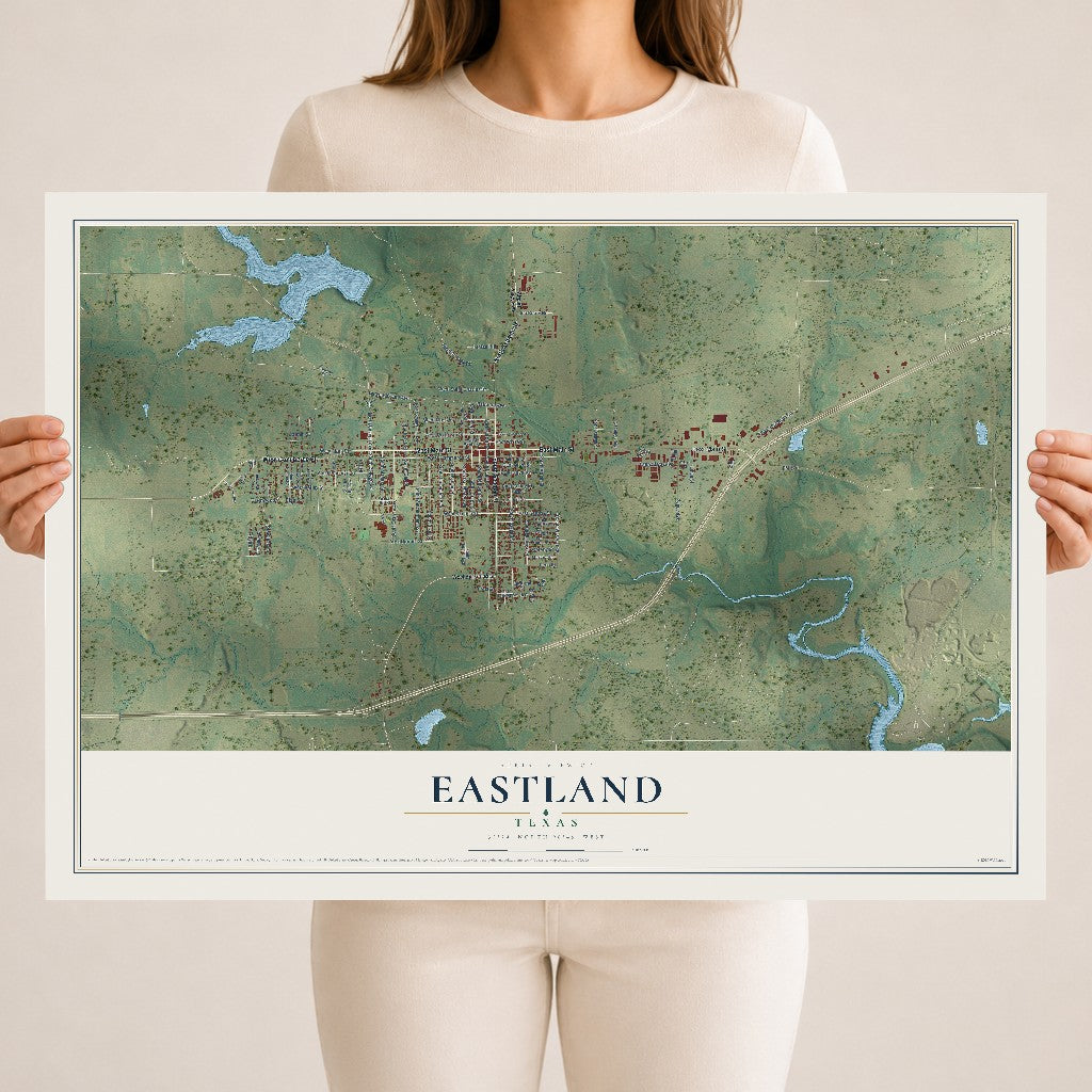 Map of Eastland, Texas, 18 x 24 inch unframed archival matte print