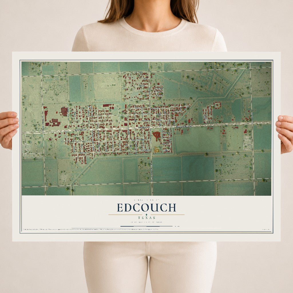 Map of Edcouch, Texas, 18 x 24 inch unframed archival matte print