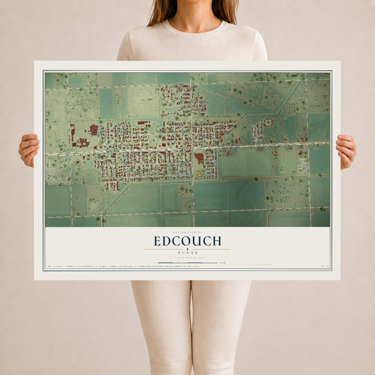 Map of Edcouch, Texas, 24 x 36 inch unframed archival matte print