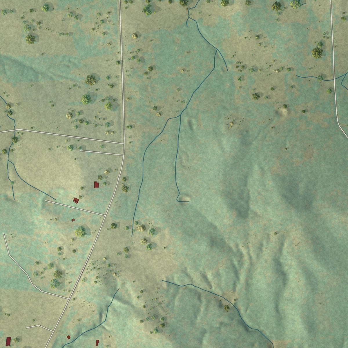 Second close-up of the map of Edom, Texas print showing more streets and buildings