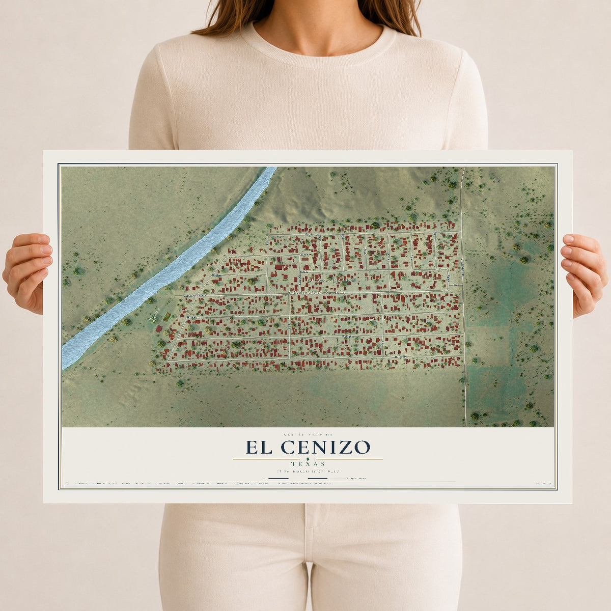 Map of El Cenizo, Texas, 12 x 18 inch unframed archival matte print