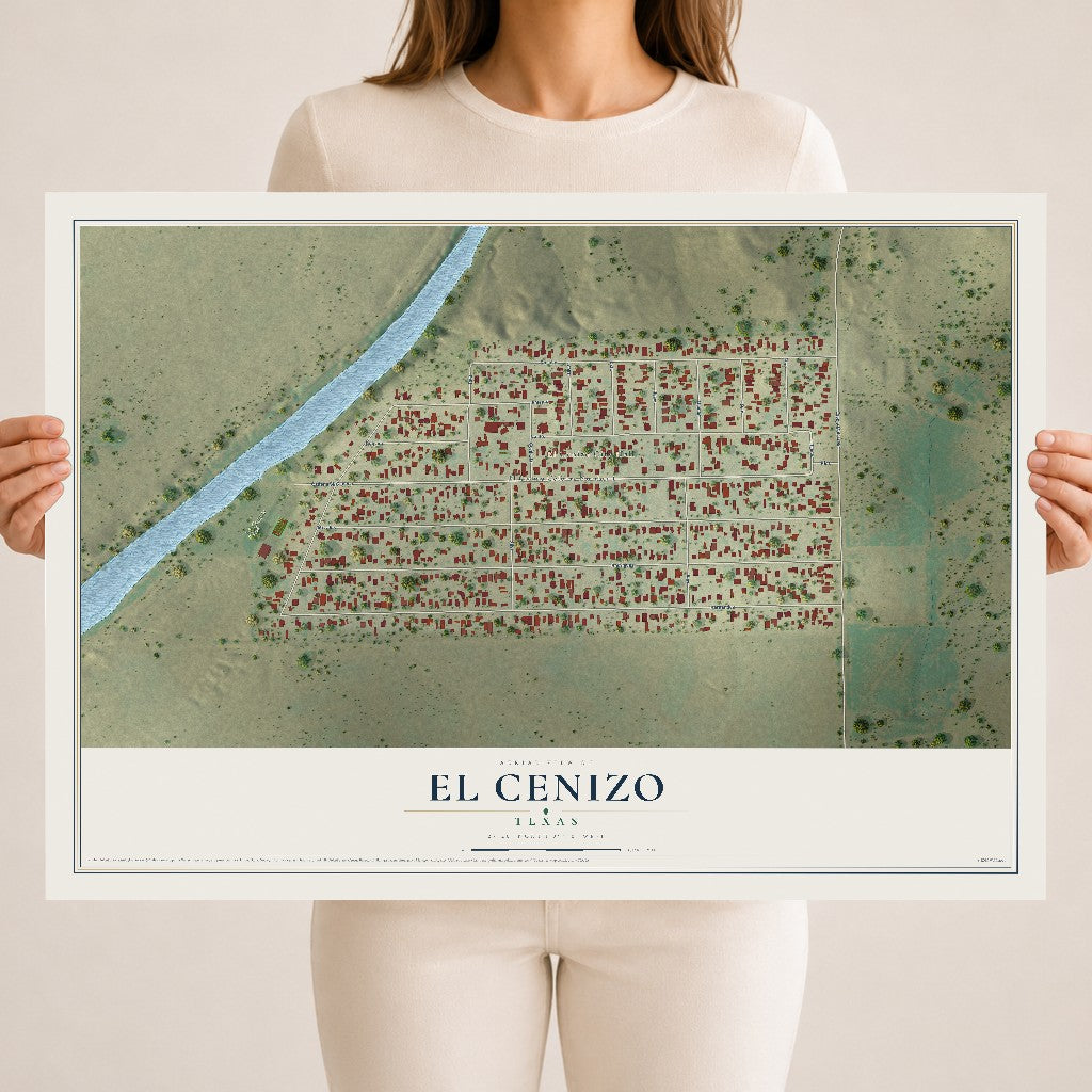 Map of El Cenizo, Texas, 18 x 24 inch unframed archival matte print