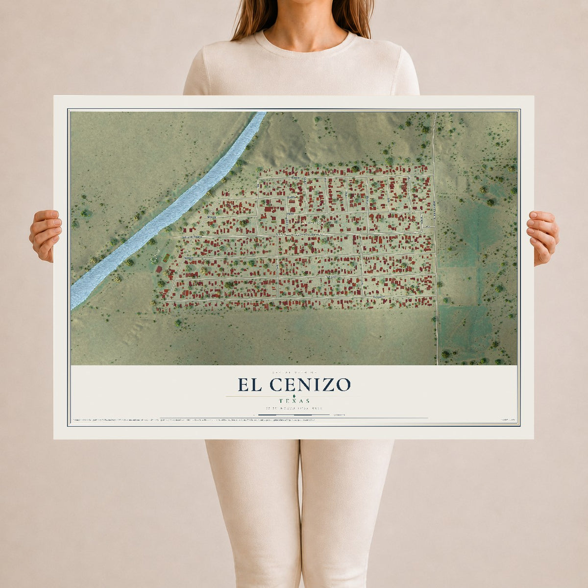 Map of El Cenizo, Texas, 24 x 36 inch unframed archival matte print