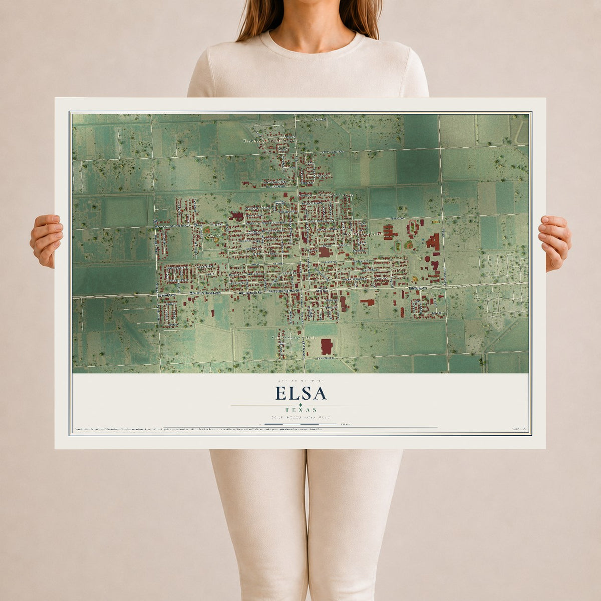 Map of Elsa, Texas, 24 x 36 inch unframed archival matte print