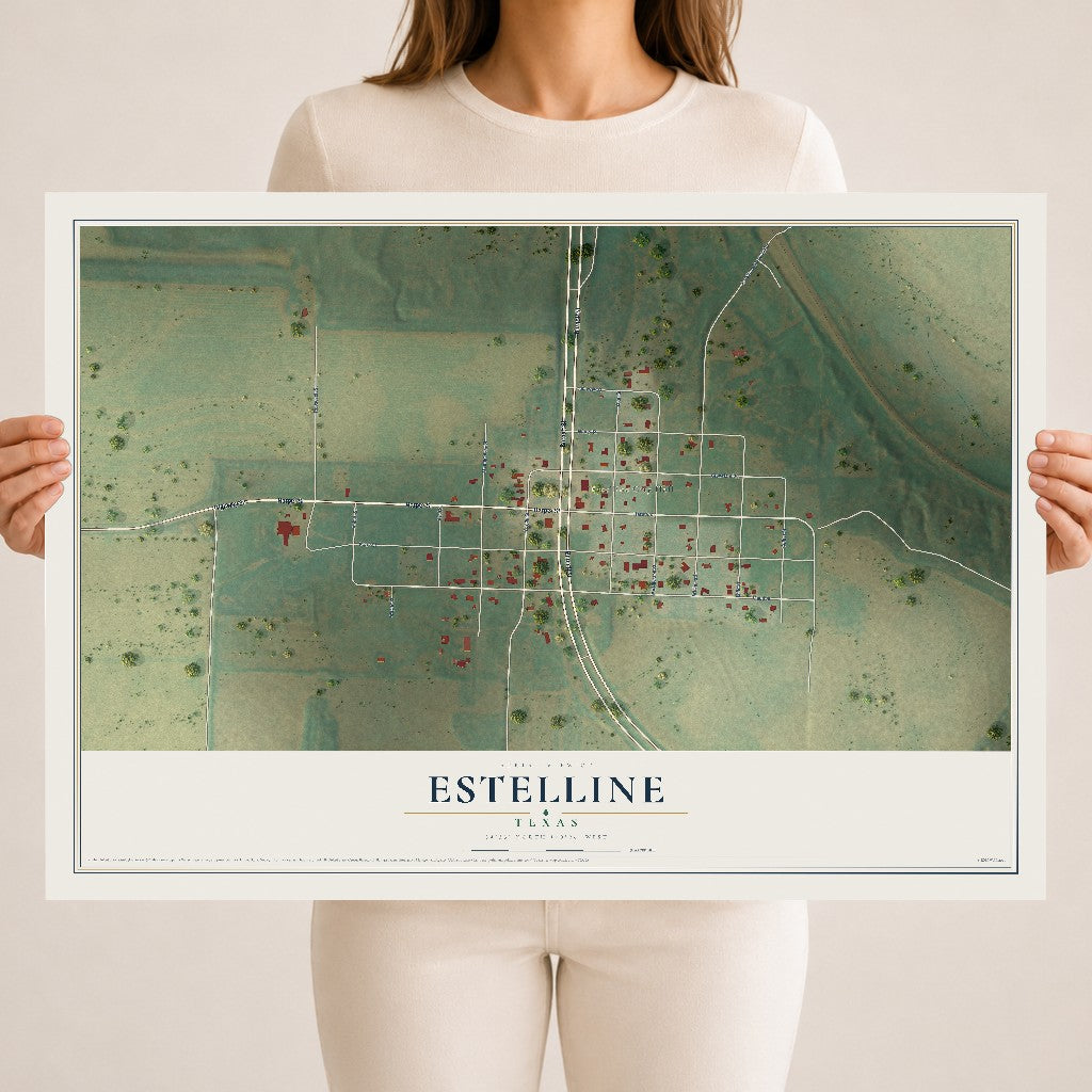 Map of Estelline, Texas, 18 x 24 inch unframed archival matte print