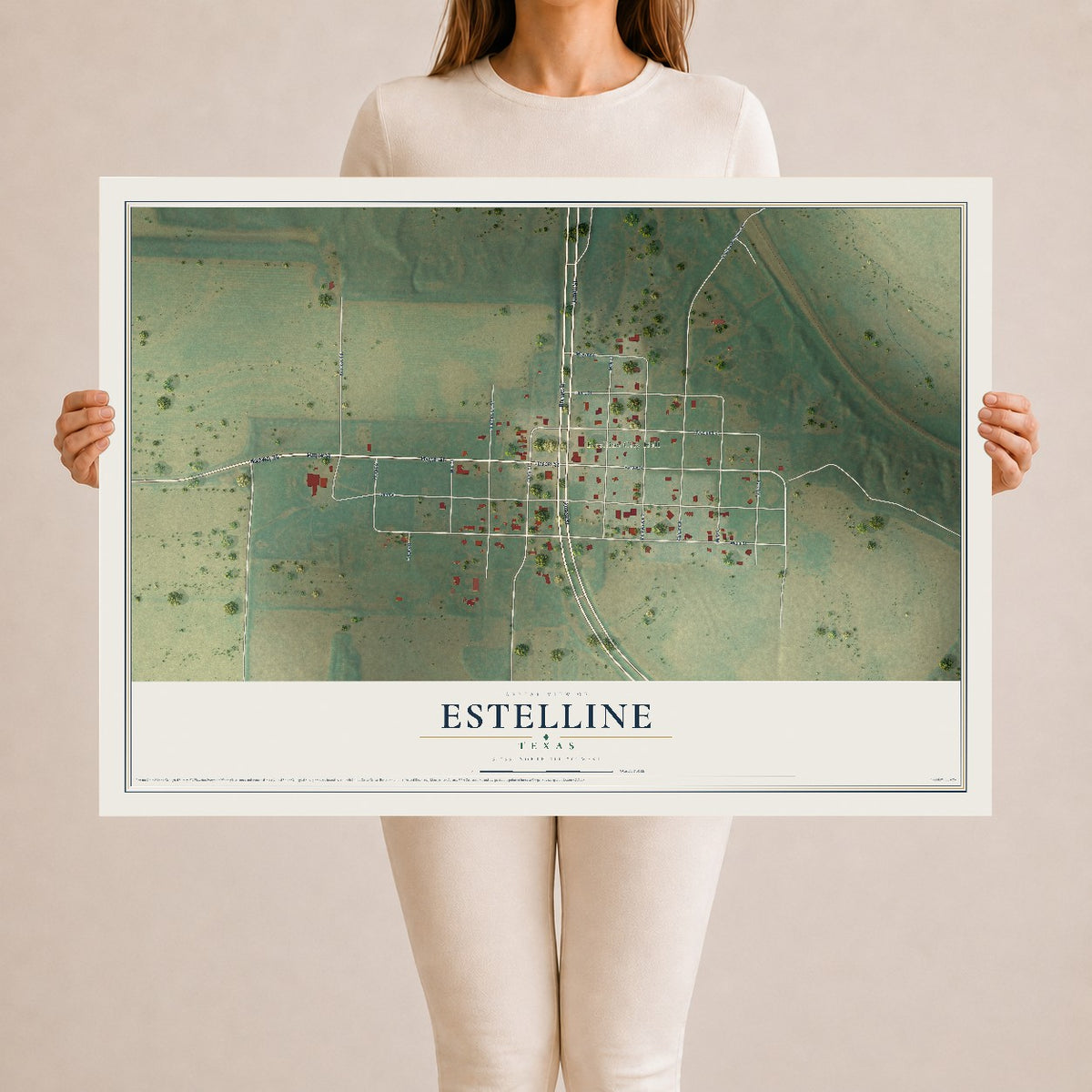 Map of Estelline, Texas, 24 x 36 inch unframed archival matte print