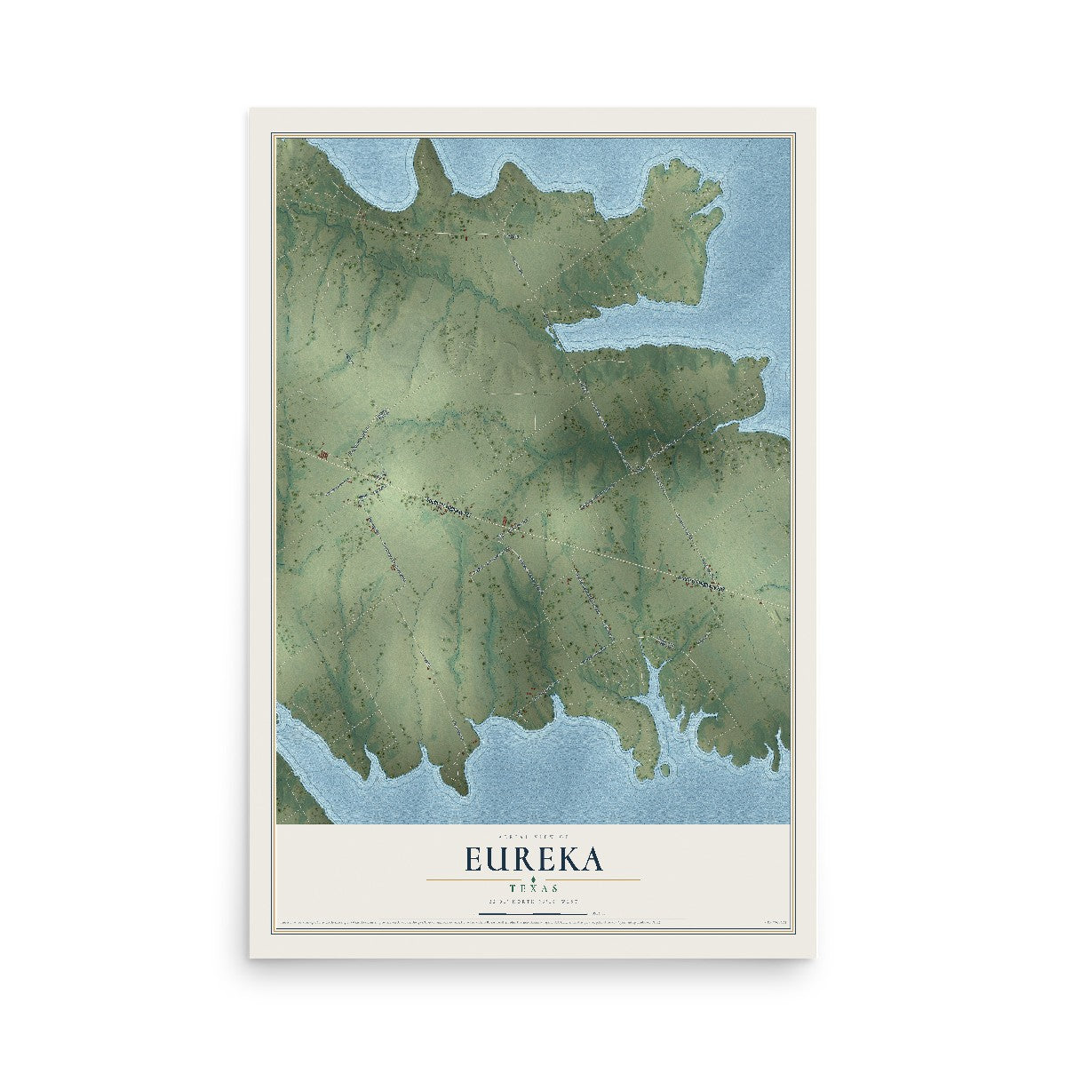 Map of Eureka, Texas, 12 x 18 inch unframed archival matte print