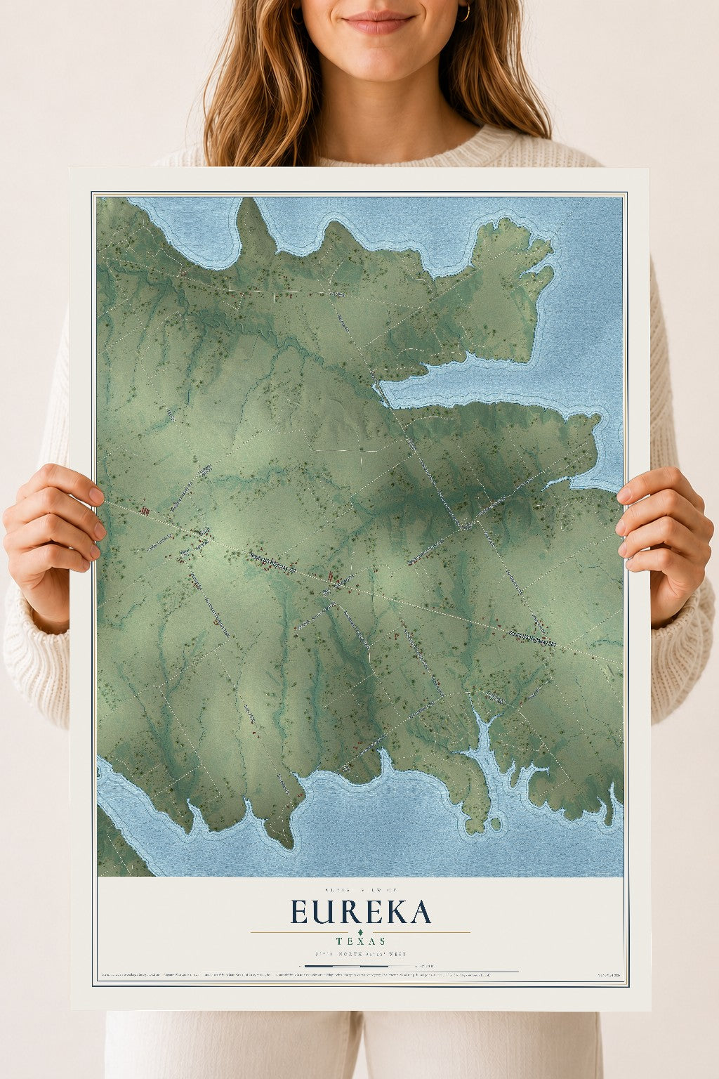 Map of Eureka, Texas, 18 x 24 inch unframed archival matte print