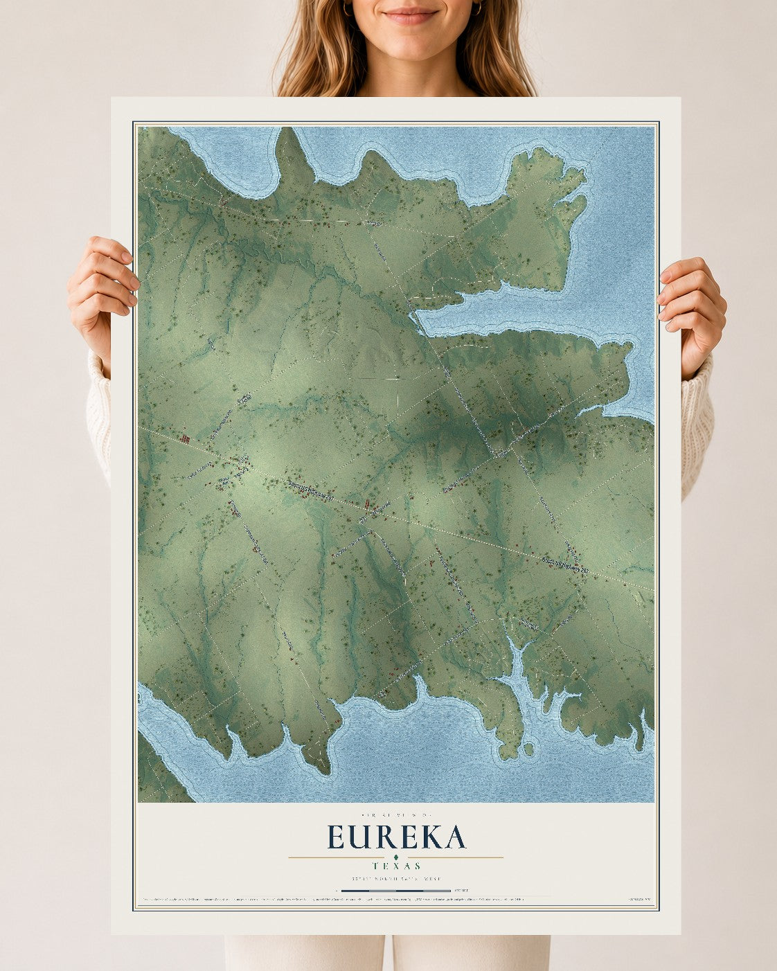 Map of Eureka, Texas, 24 x 36 inch unframed archival matte print