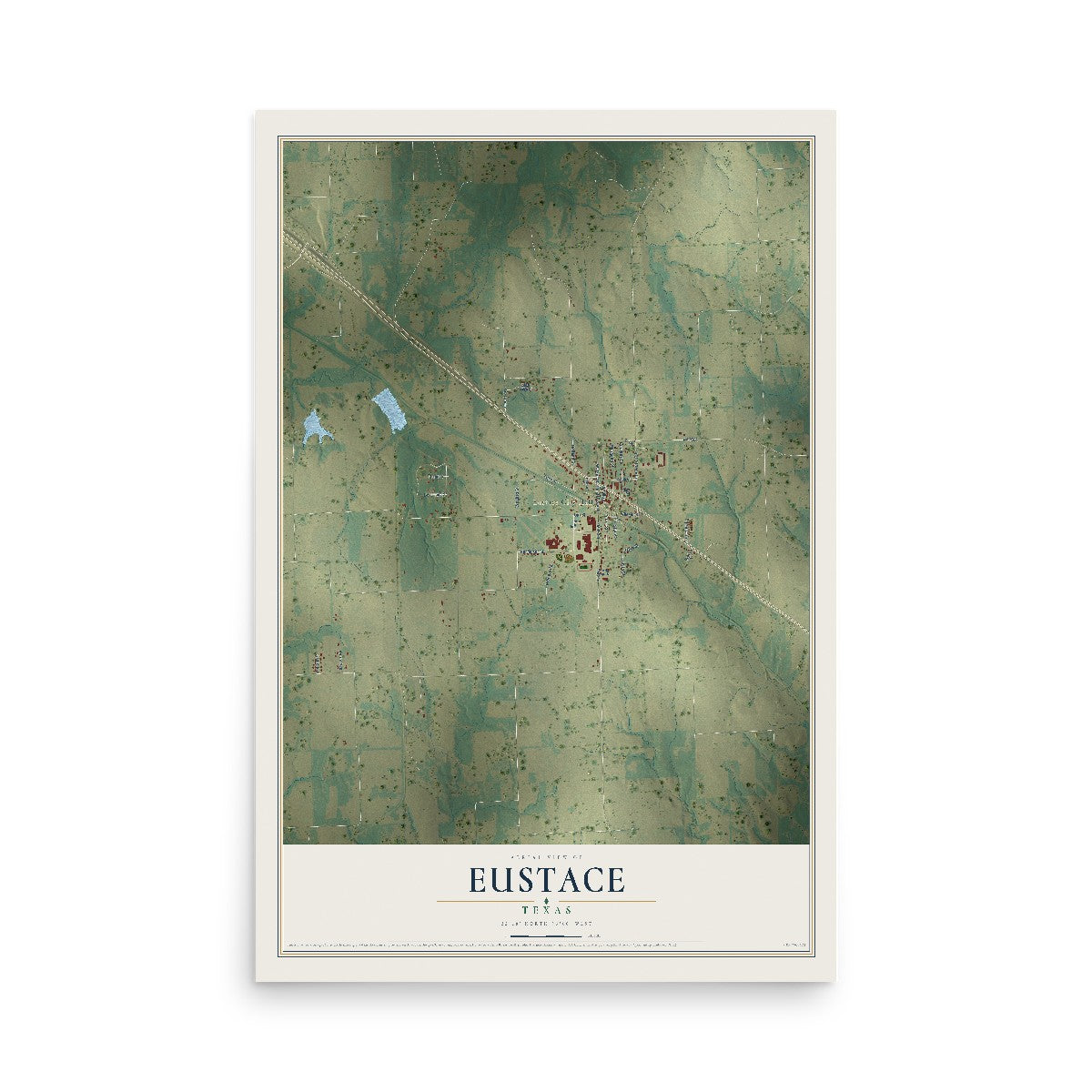 Map of Eustace, Texas, 12 x 18 inch unframed archival matte print