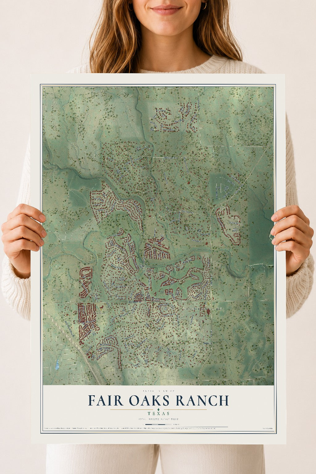 Map of Fair Oaks Ranch, Texas, 18 x 24 inch unframed archival matte print