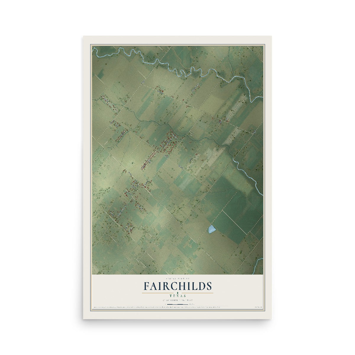 Map of Fairchilds, Texas, 12 x 18 inch unframed archival matte print