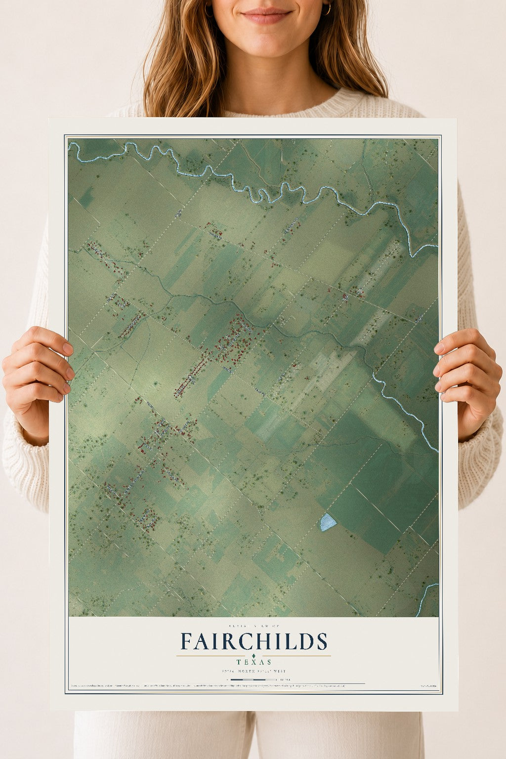 Map of Fairchilds, Texas, 18 x 24 inch unframed archival matte print