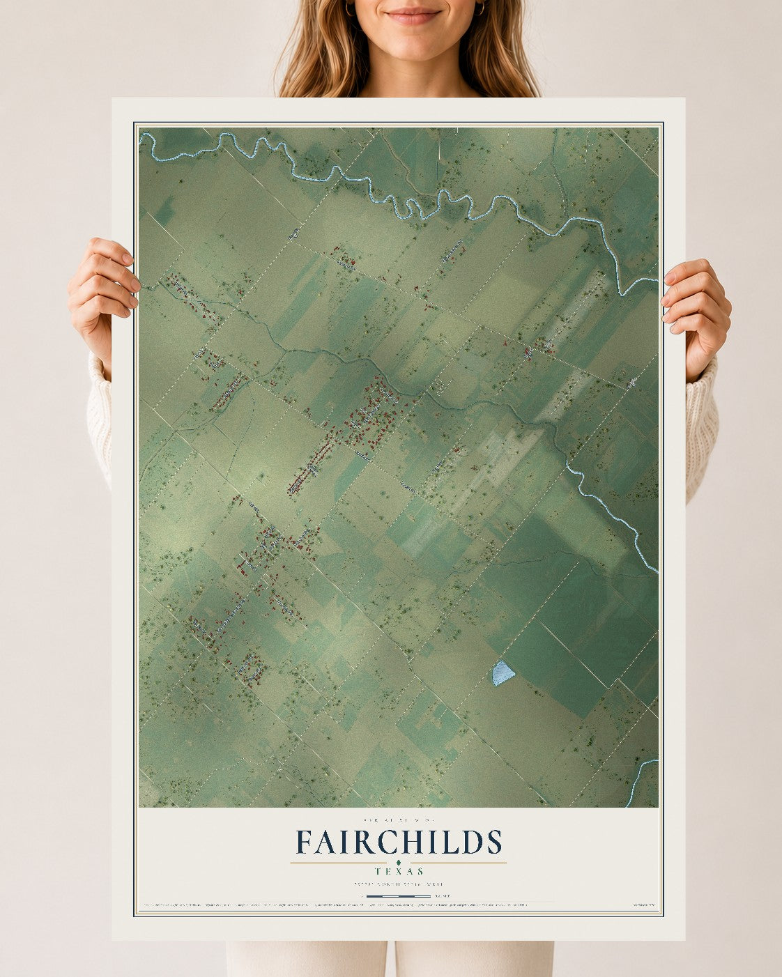 Map of Fairchilds, Texas, 24 x 36 inch unframed archival matte print
