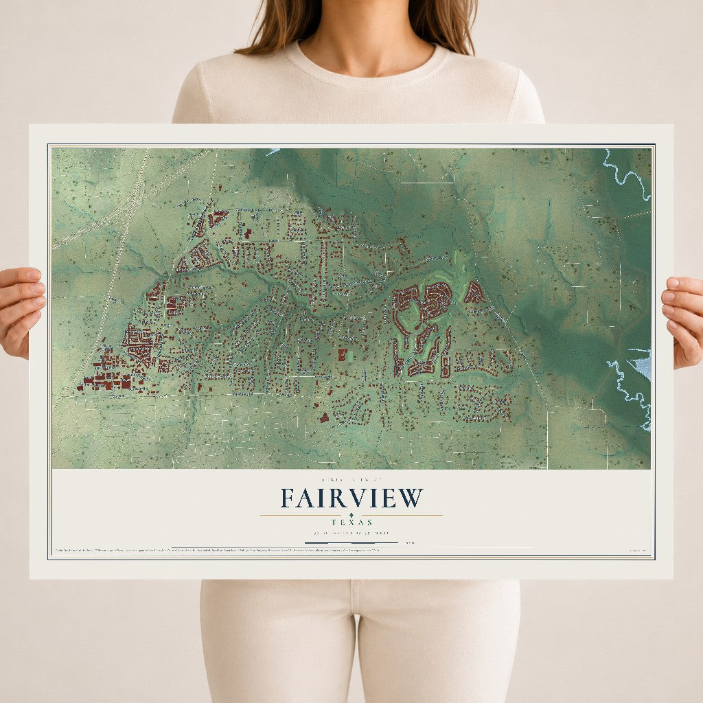 Map of Fairview, Texas, 18 x 24 inch unframed archival matte print