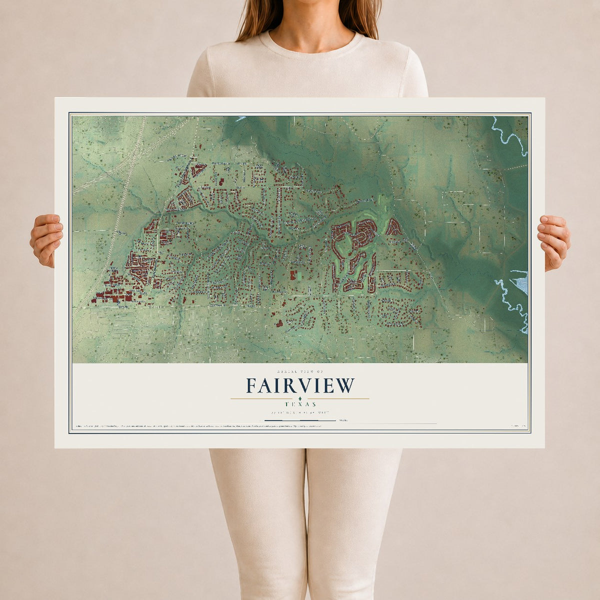 Map of Fairview, Texas, 24 x 36 inch unframed archival matte print