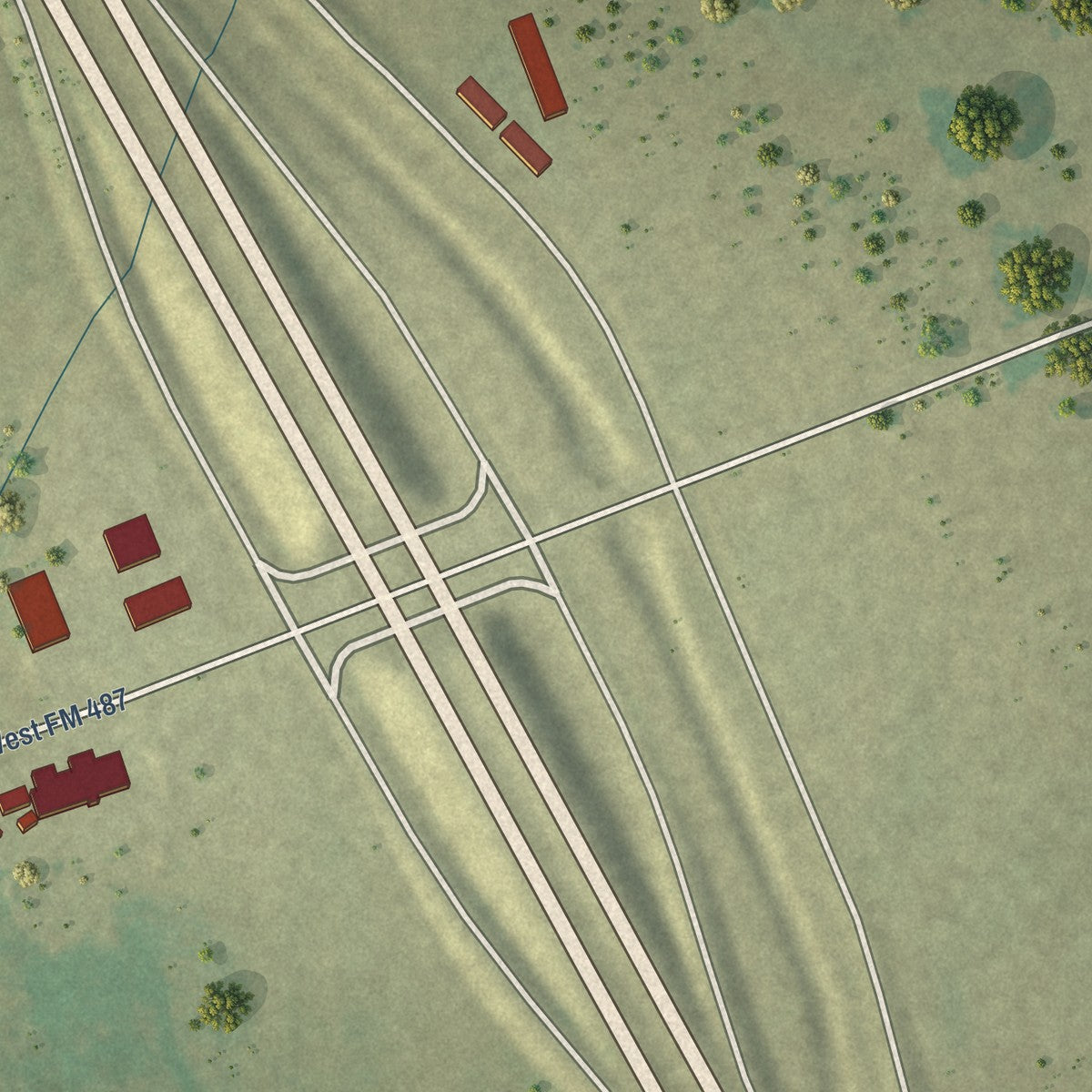Second close-up of the map of Florence, Texas print showing more streets and buildings