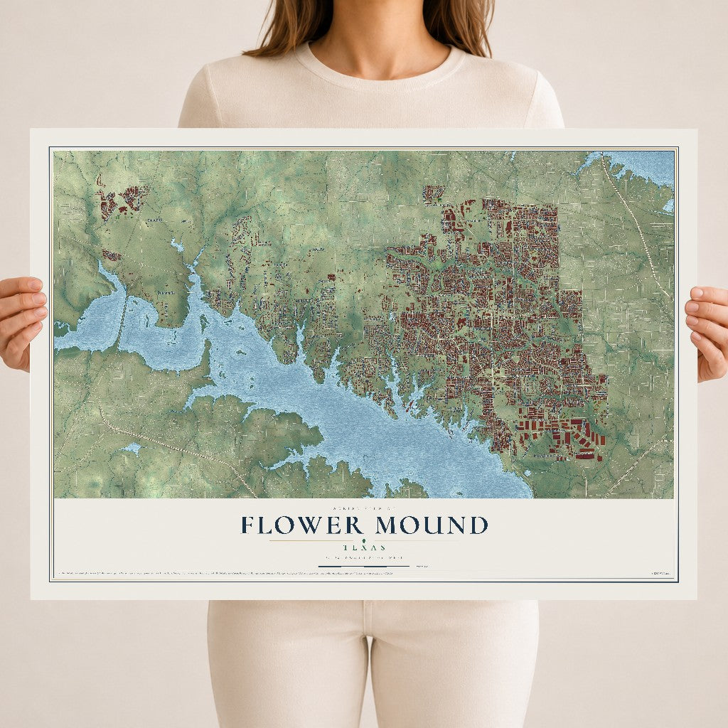 Map of Flower Mound, Texas, 18 x 24 inch unframed archival matte print