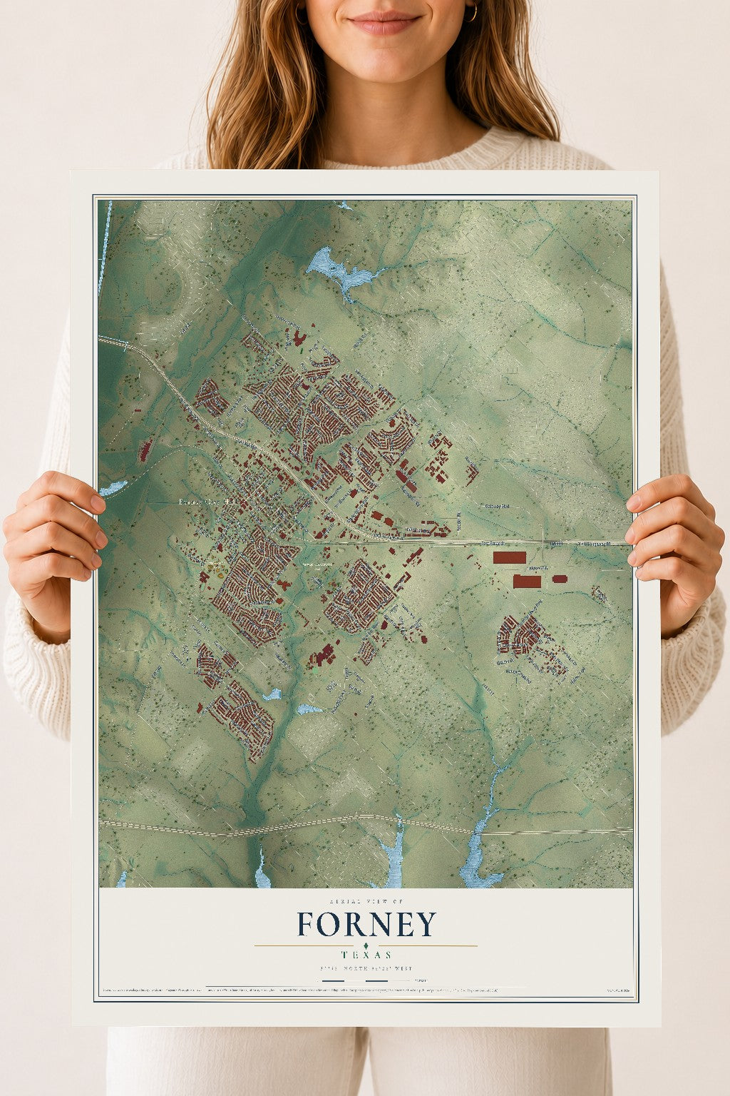 Map of Forney, Texas, 18 x 24 inch unframed archival matte print
