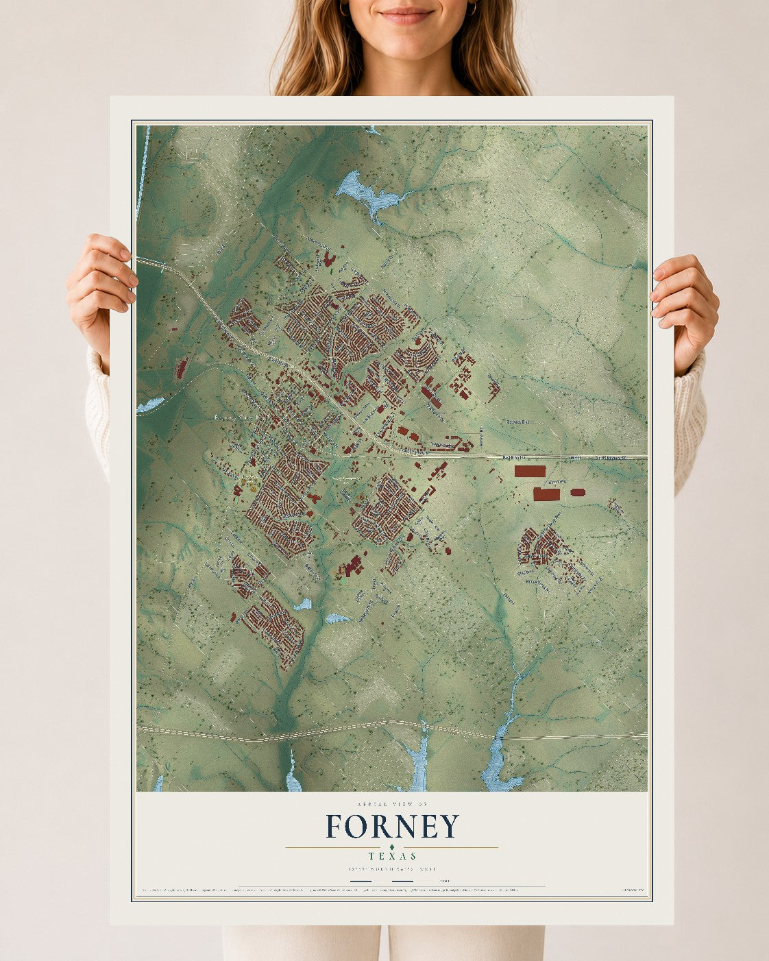 Map of Forney, Texas, 24 x 36 inch unframed archival matte print