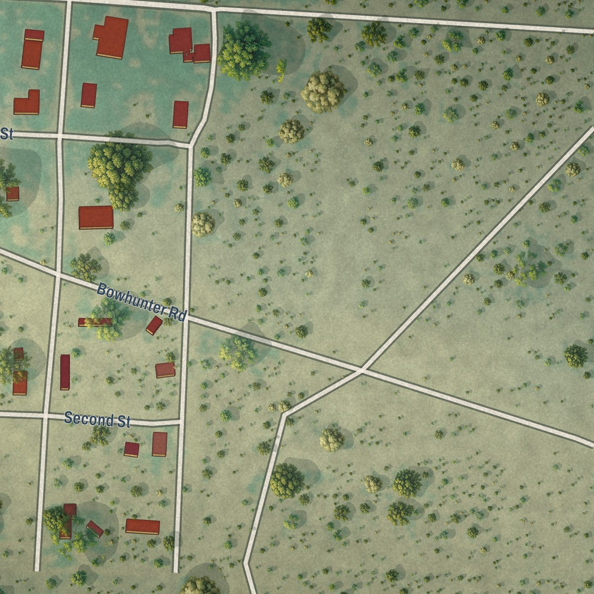 Second close-up of the map of Forsan, Texas print showing more streets and buildings