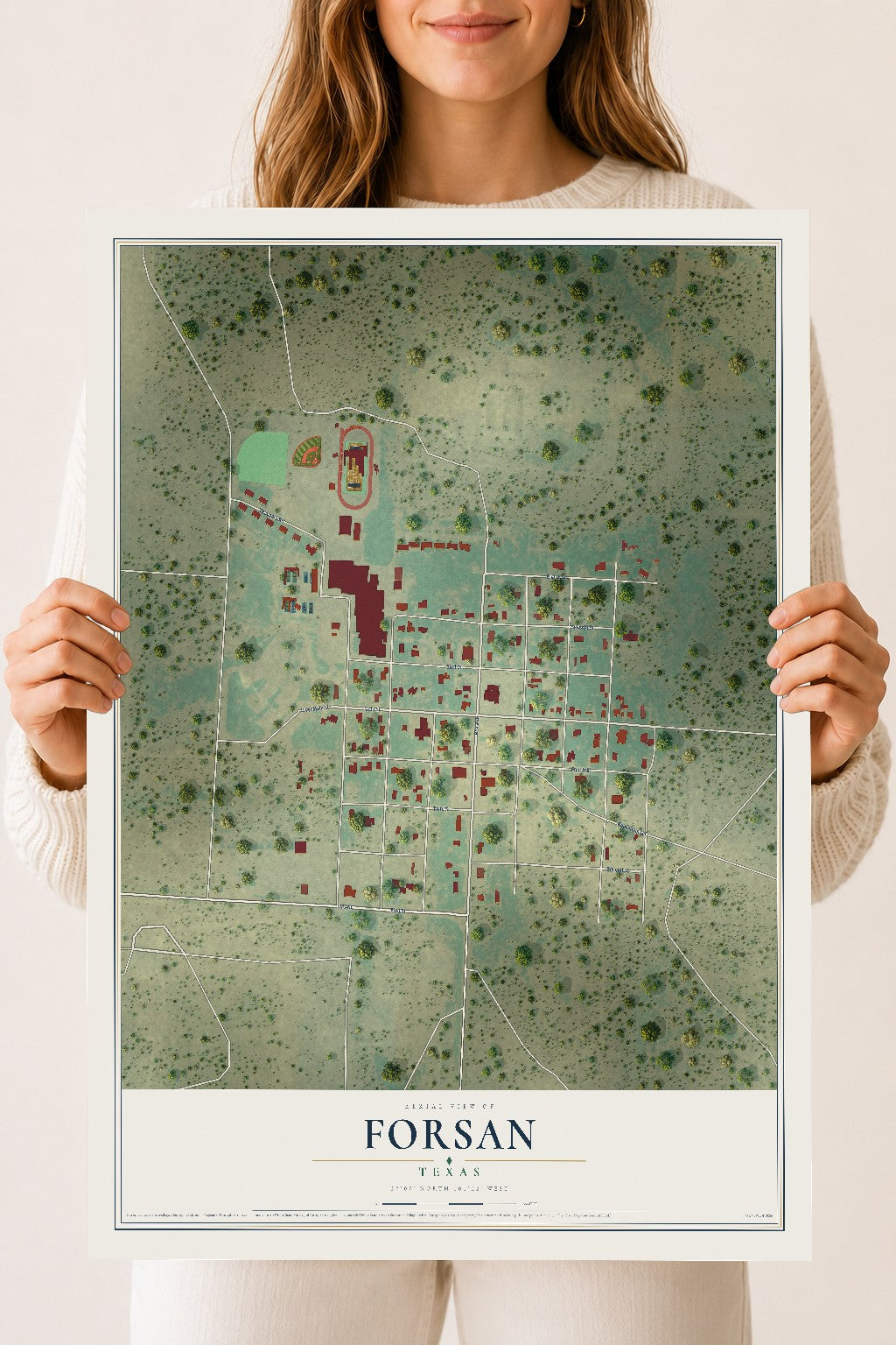 Map of Forsan, Texas, 18 x 24 inch unframed archival matte print