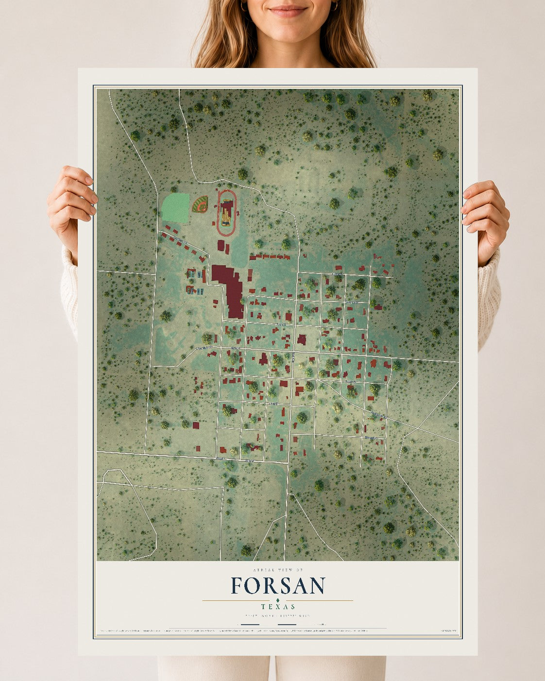 Map of Forsan, Texas, 24 x 36 inch unframed archival matte print